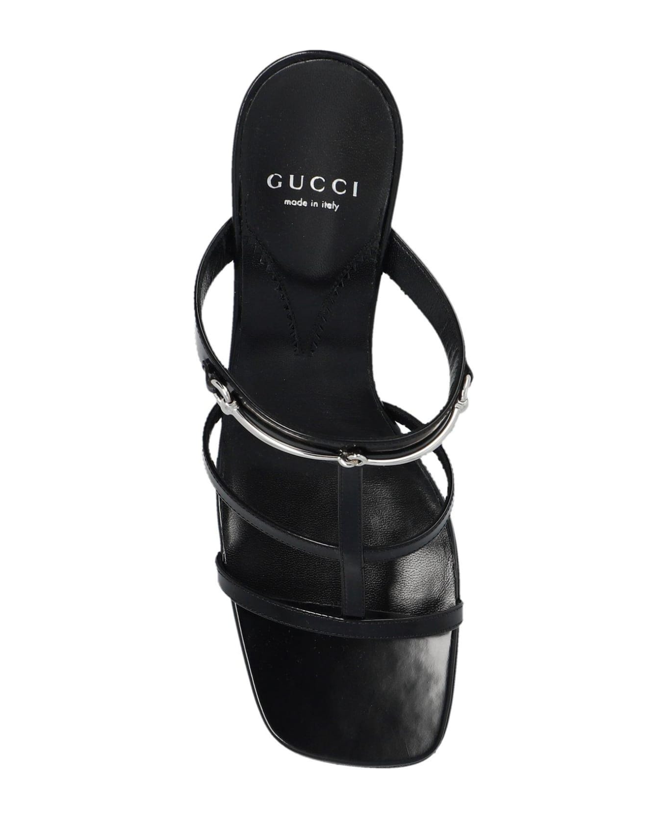 Gucci Slim Horsebit Slide Sandals - Black サンダル