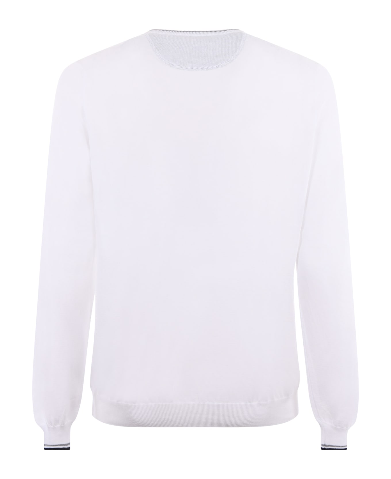 Fay Rib Trim Plain Sweatshirt - Bianco