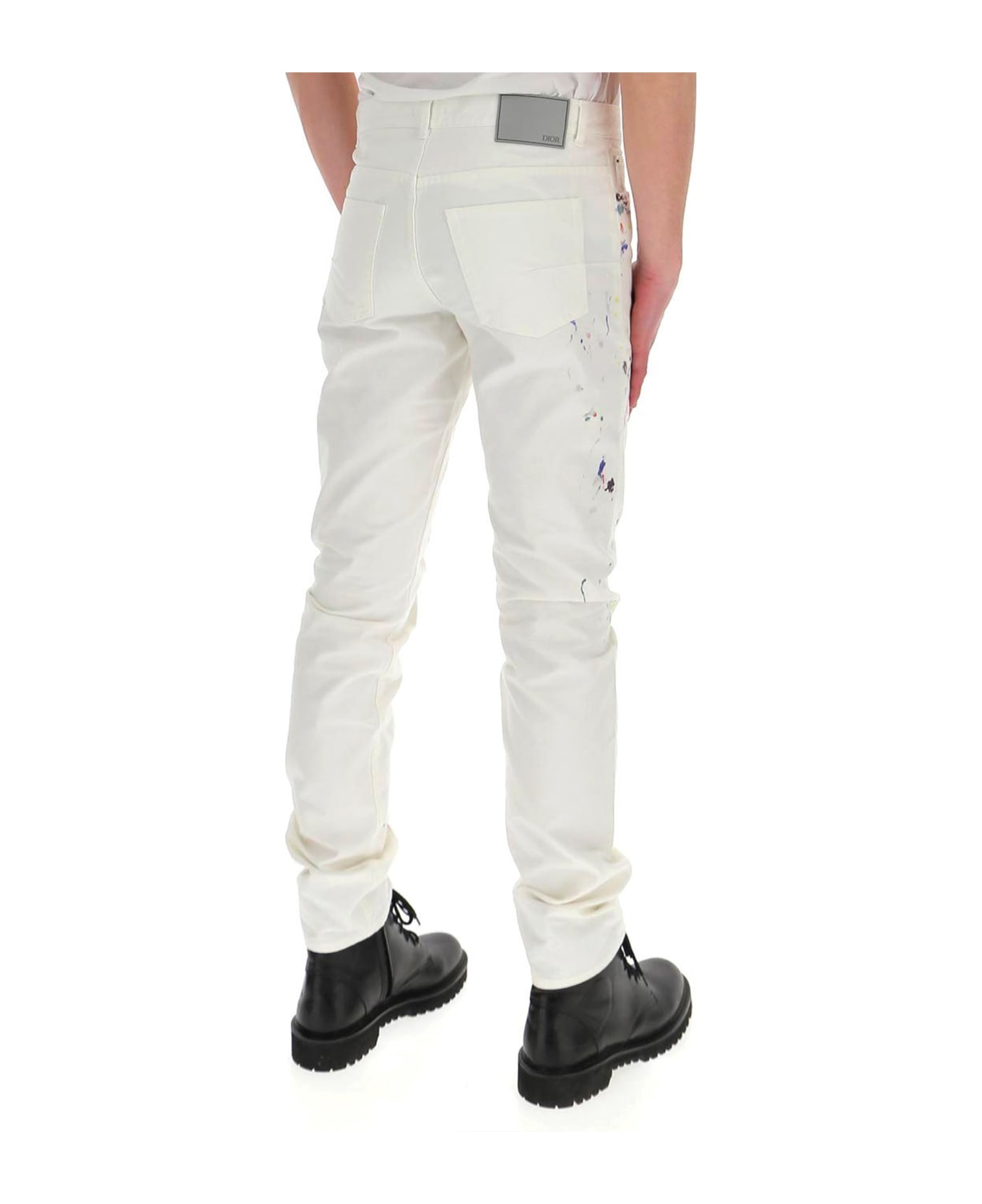 Dior Paint Splash Slim Jeans - White