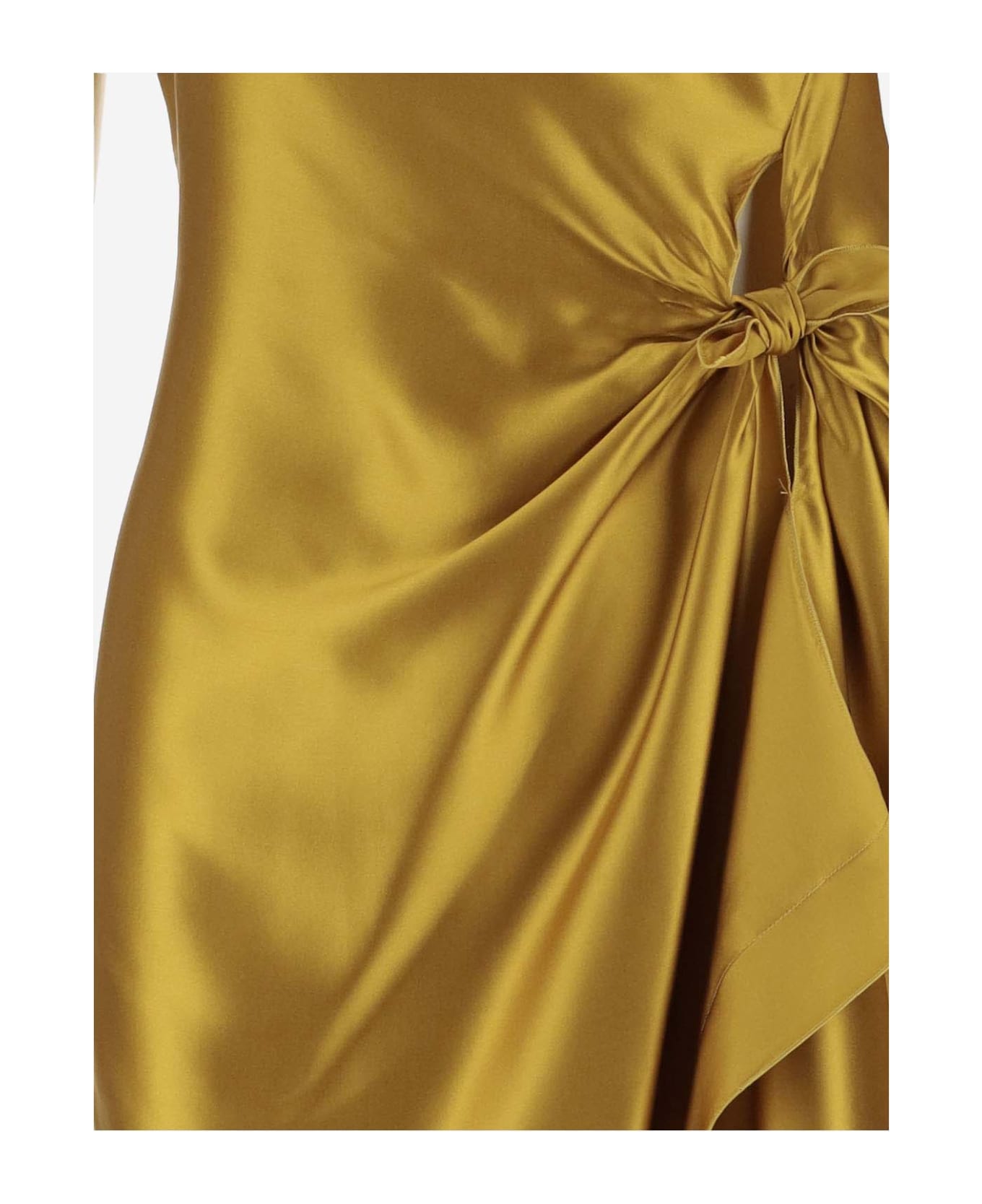 Stephan Janson Draped Silk Dress - Golden ワンピース＆ドレス