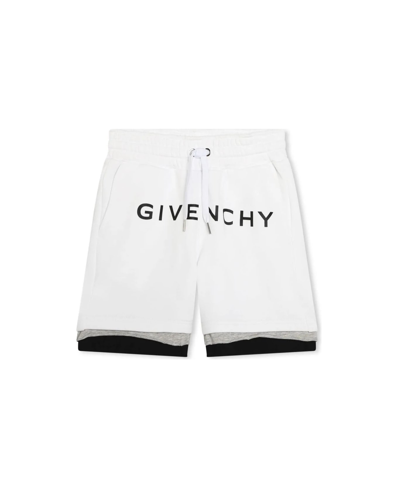Givenchy White Shorts With Front Logo - White