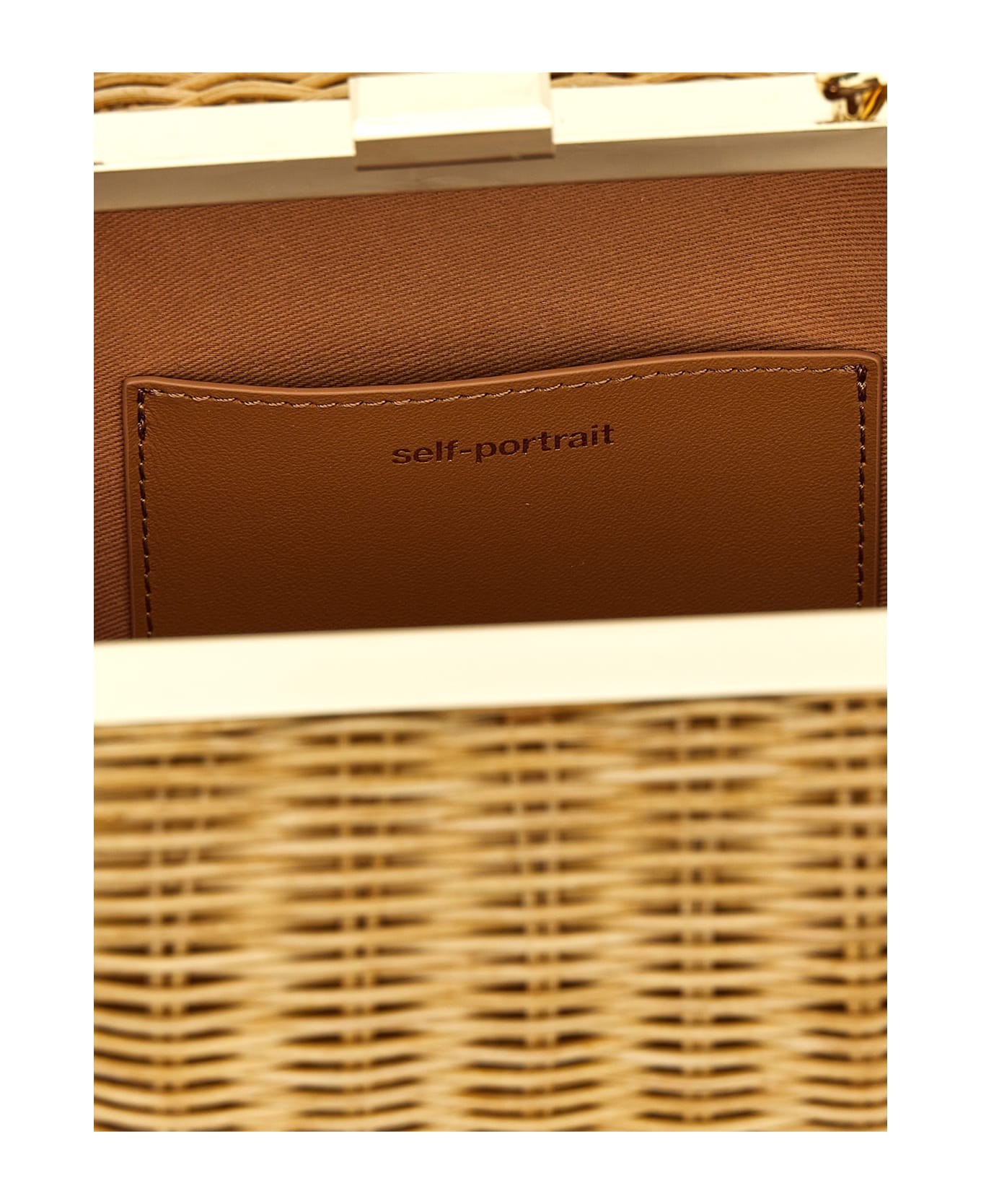 self-portrait 
brown Rattan Bag With Keychain
 Handbag - Brown