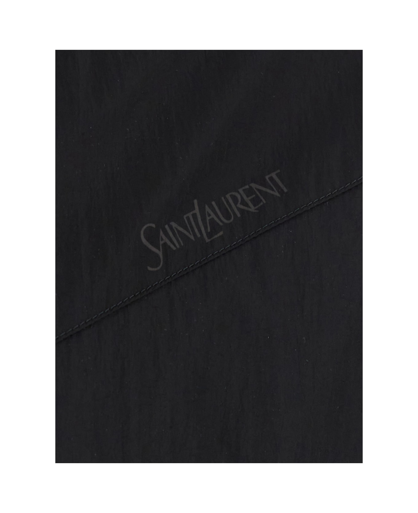 Saint Laurent Black Jacket With High Neck And Logo Lettering On The Front - NERO