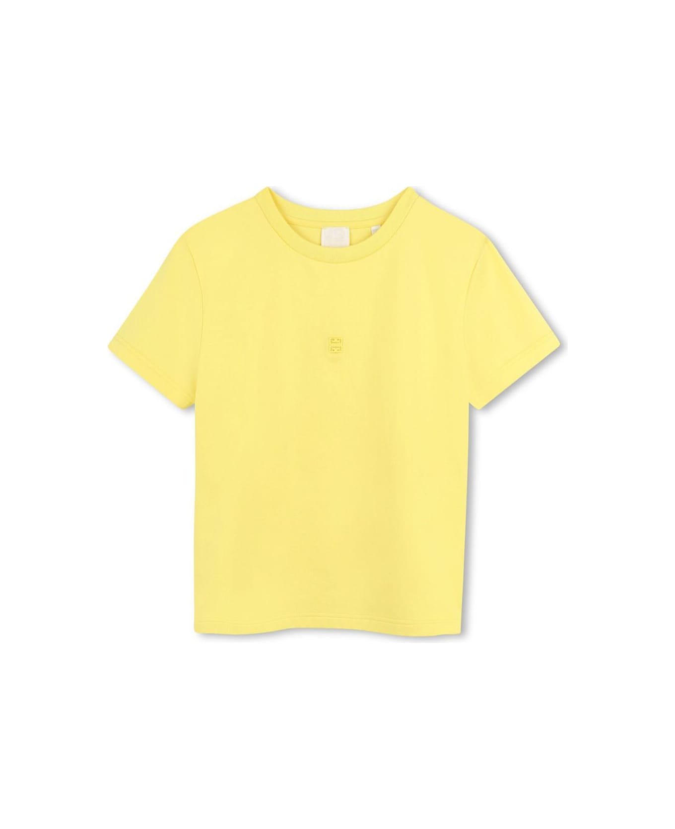 Givenchy Yellow Crewneck T-shirt With Logo Detail On The Front And Logo Lettering On The Rear In Cotton Boy - Yellow