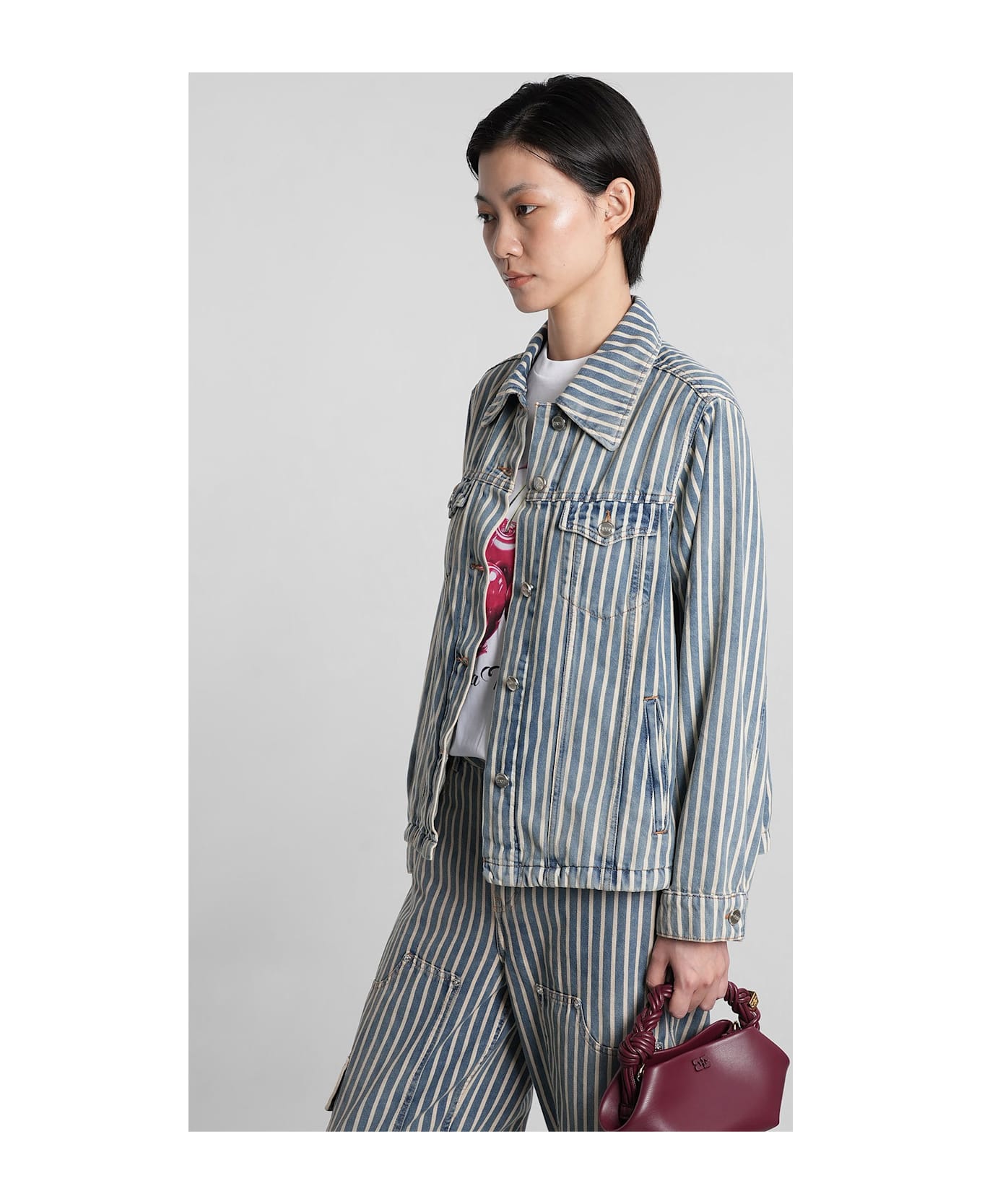 Ganni Denim Jackets In Blue Cotton - blue