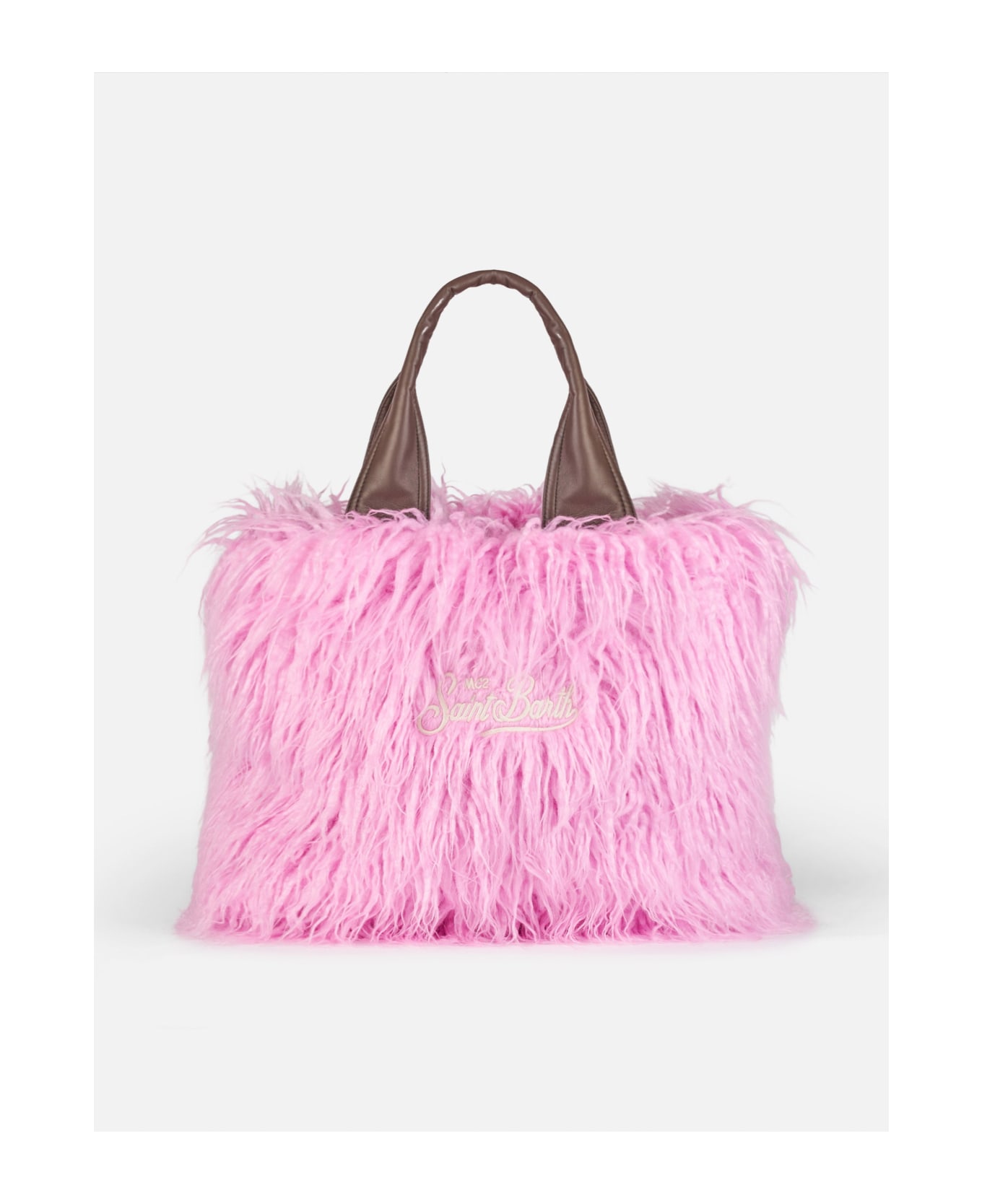 MC2 Saint Barth Vanity Furry Soft Shoulder Bag With Saint Barth Embroidery - PINK