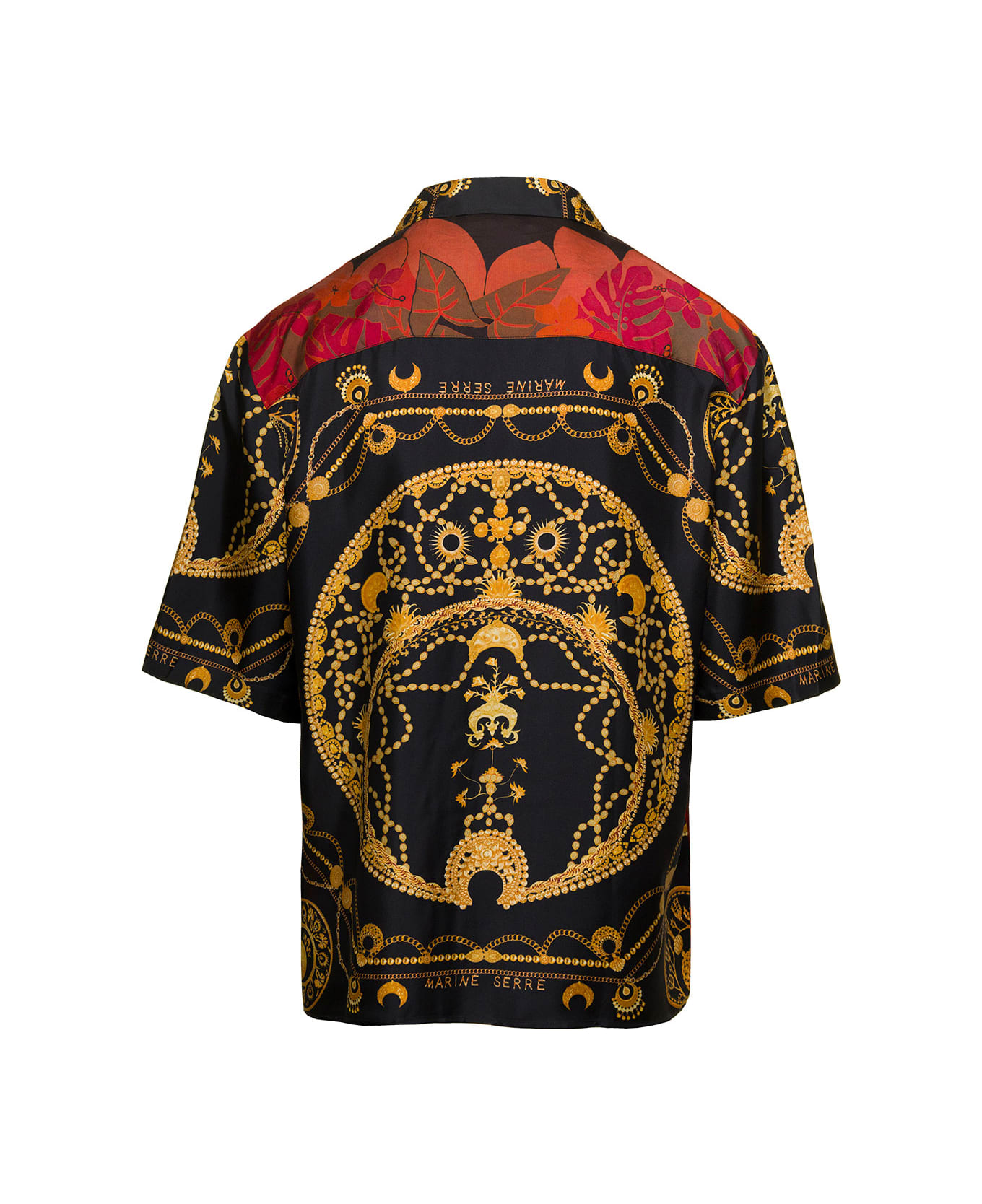 Marine Serre Multicolor Bowling Shirt With Ornament Jewelry Print In Silk Man - Multicolor