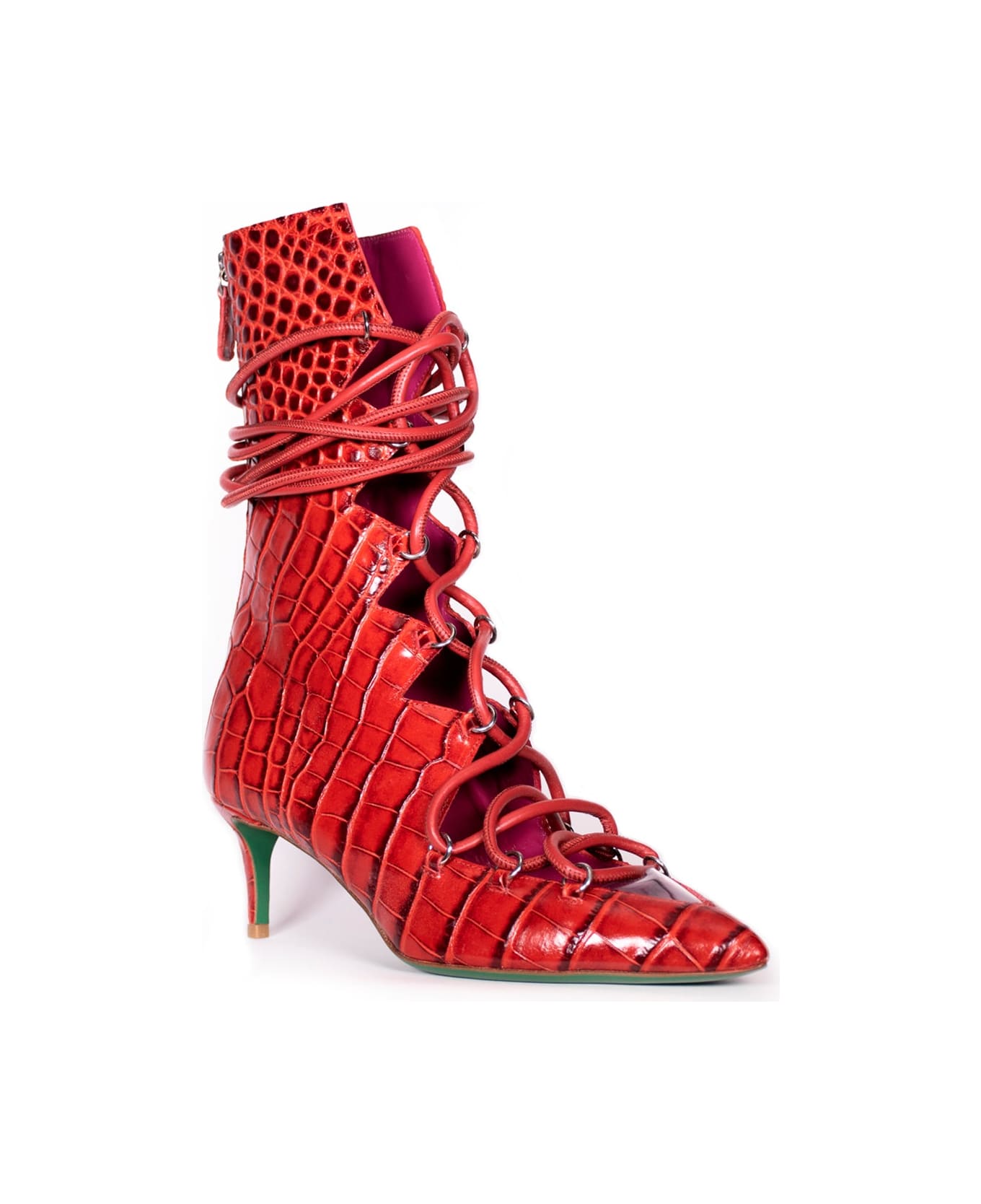 Sara Battaglia Pigalle 55 Boots - Red Croc