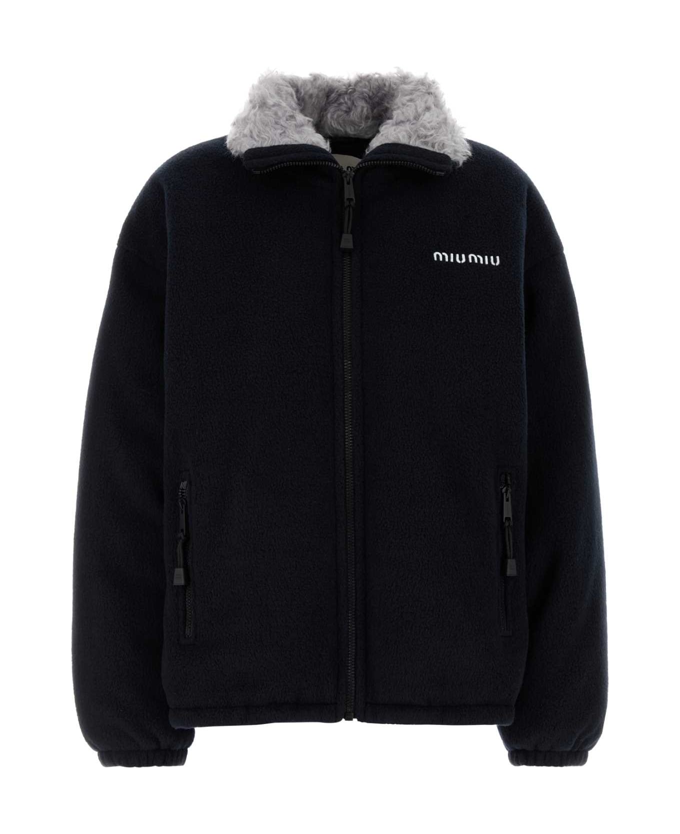 Miu Miu Midnight Blue Polyester Blend Down Jacket - BLEU