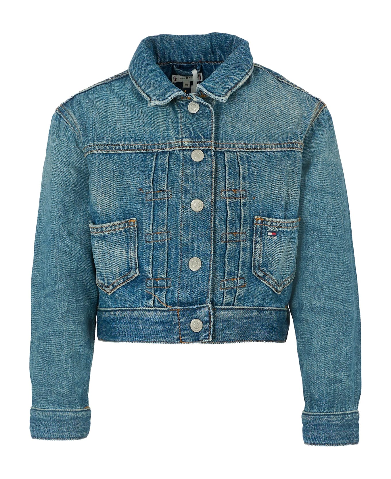 Tommy Hilfiger Blue Jacket For Girl With Logo - Denim