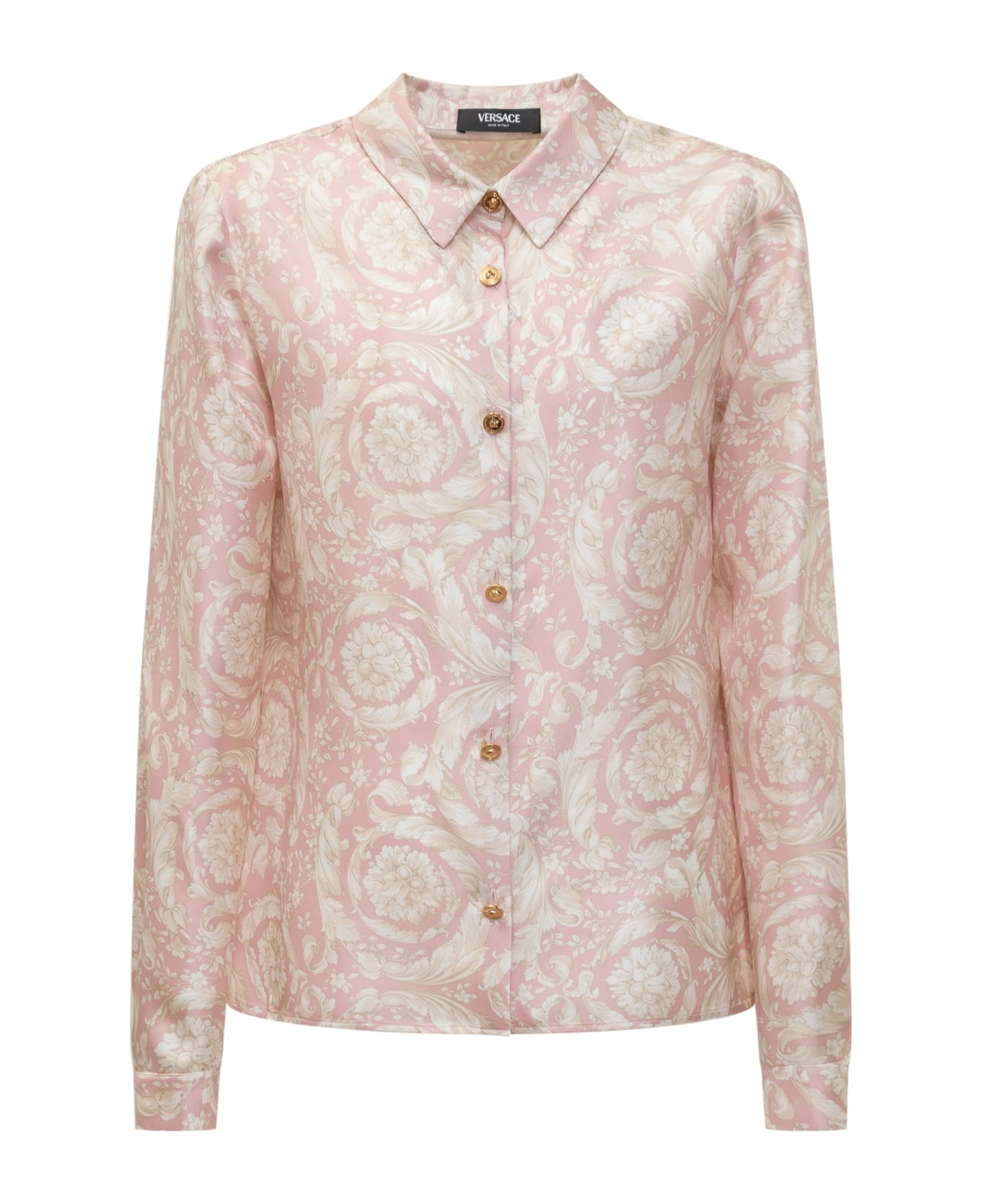 Versace Barocco Kids Silk Shirt - DUSTY ROSE-IVORY