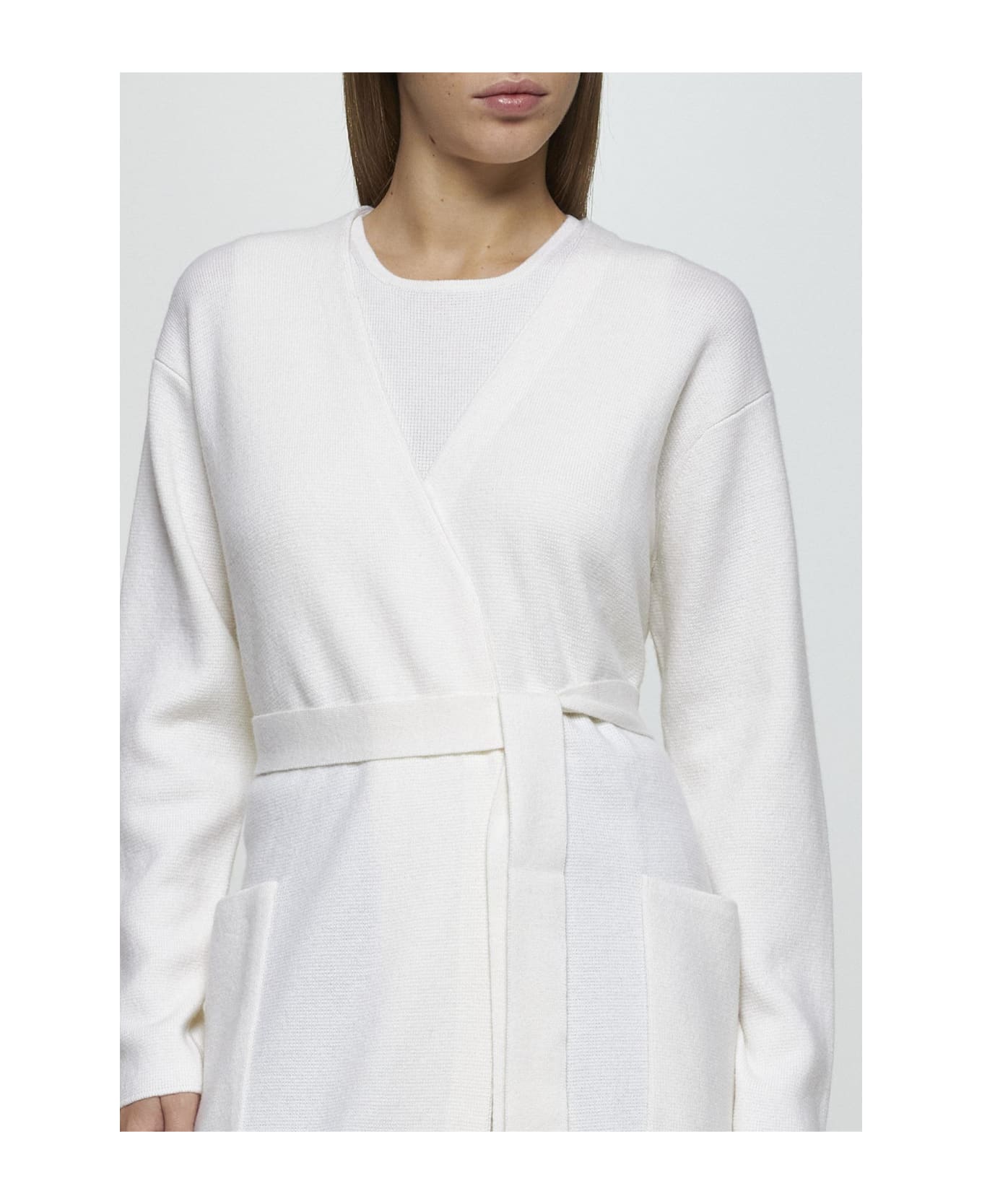 Max Mara Gestro Wool And Cashmere Long Cardigan - WHITE