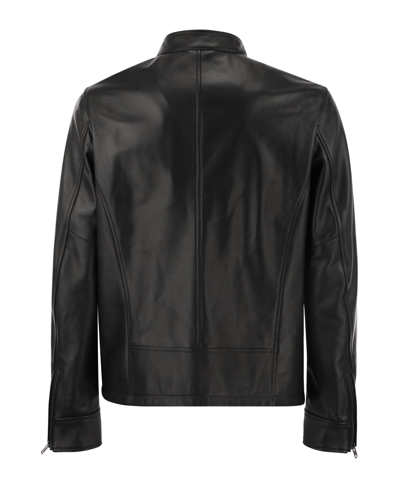 Hogan Leather Biker Jacket - Black
