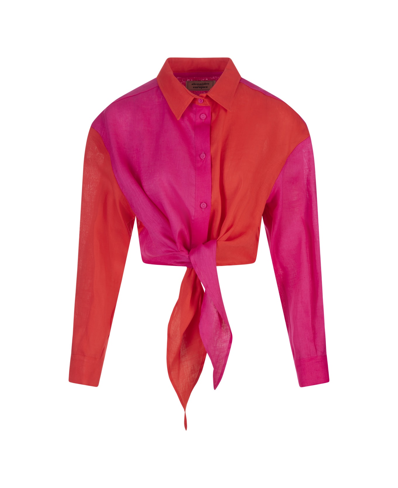 Alessandro Enriquez Red And Fuchsia Short Shirt With Knot - Red