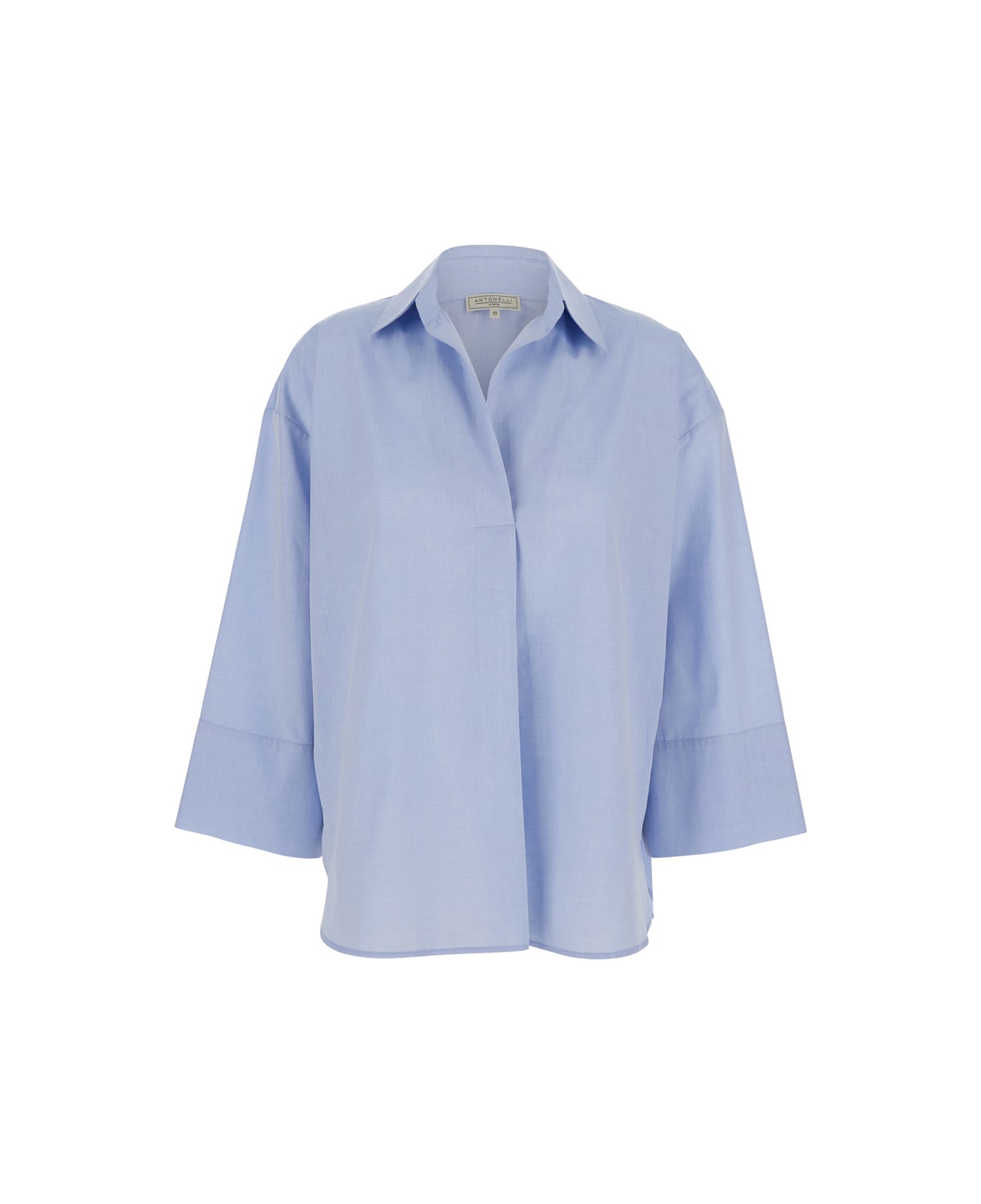 Tシャツ・カットソー ANTONELLI FIRENZE ALIGHIERI COTTON SHIRT (L2483N 156702) Antonelli 'alighieri' Blue Shirt With V Neck And Wide