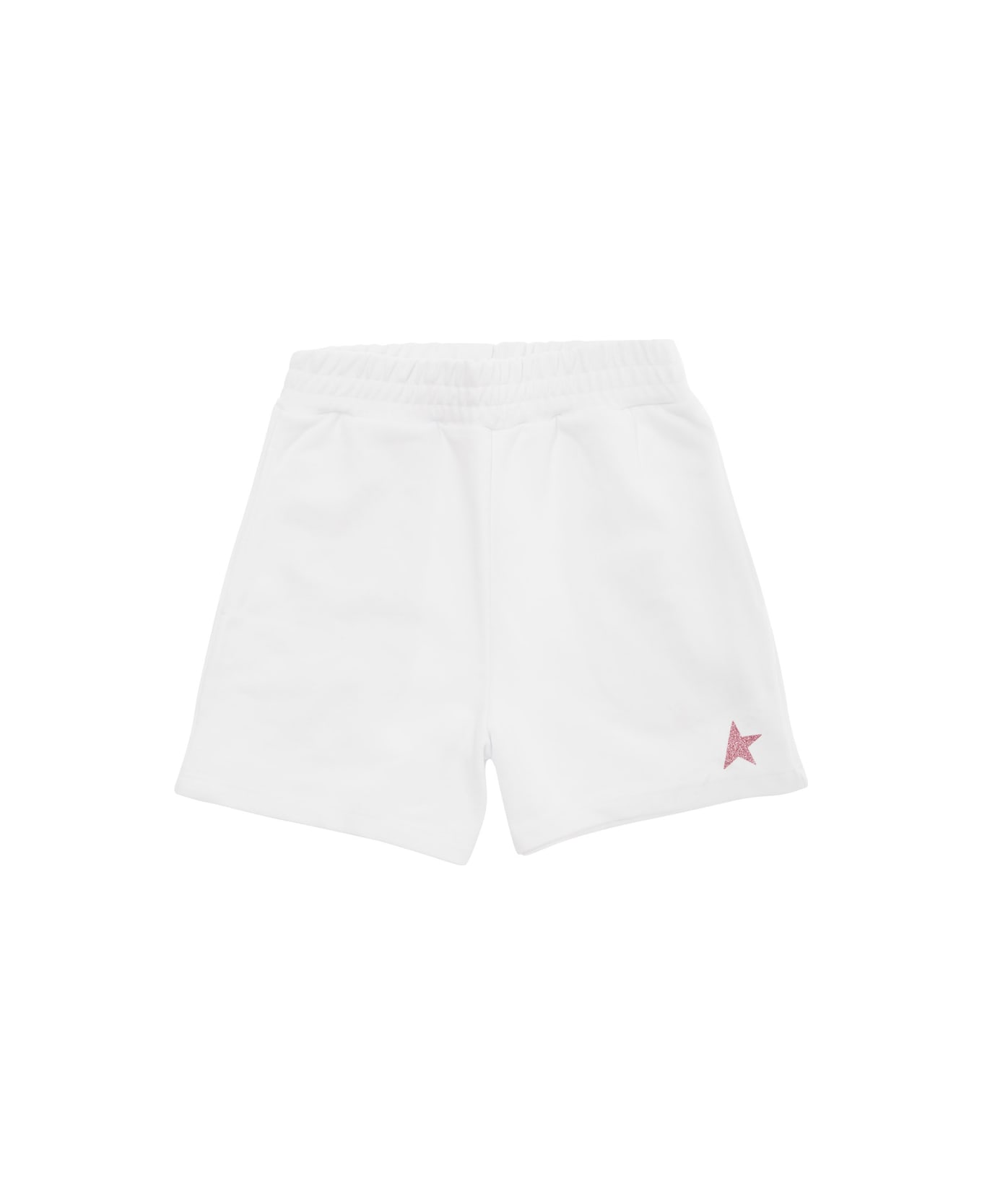Golden Goose Star / Girl's Fleece Shorts / Small Star Glitter Printed Include Cod Gyp - WHITE/ GOLD PINK
