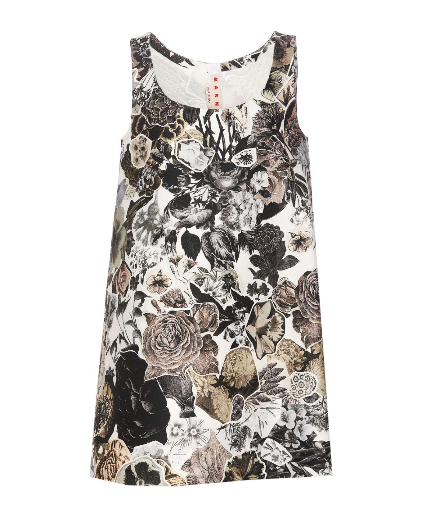 Marni Nocturnal White And Black Flared Cady Dress - MultiColour