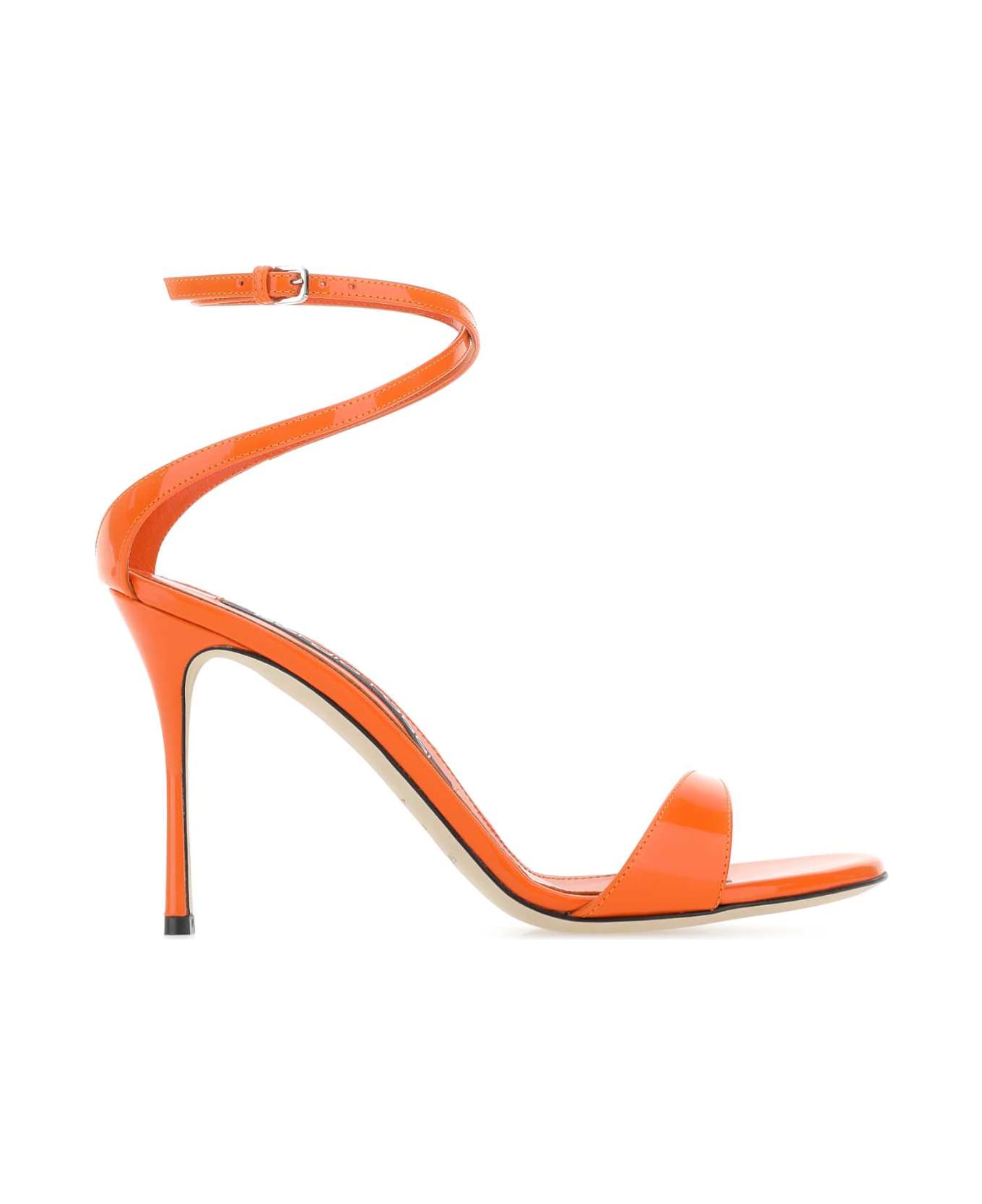 Sergio Rossi Orange Leather Godiva Sandals - Orange