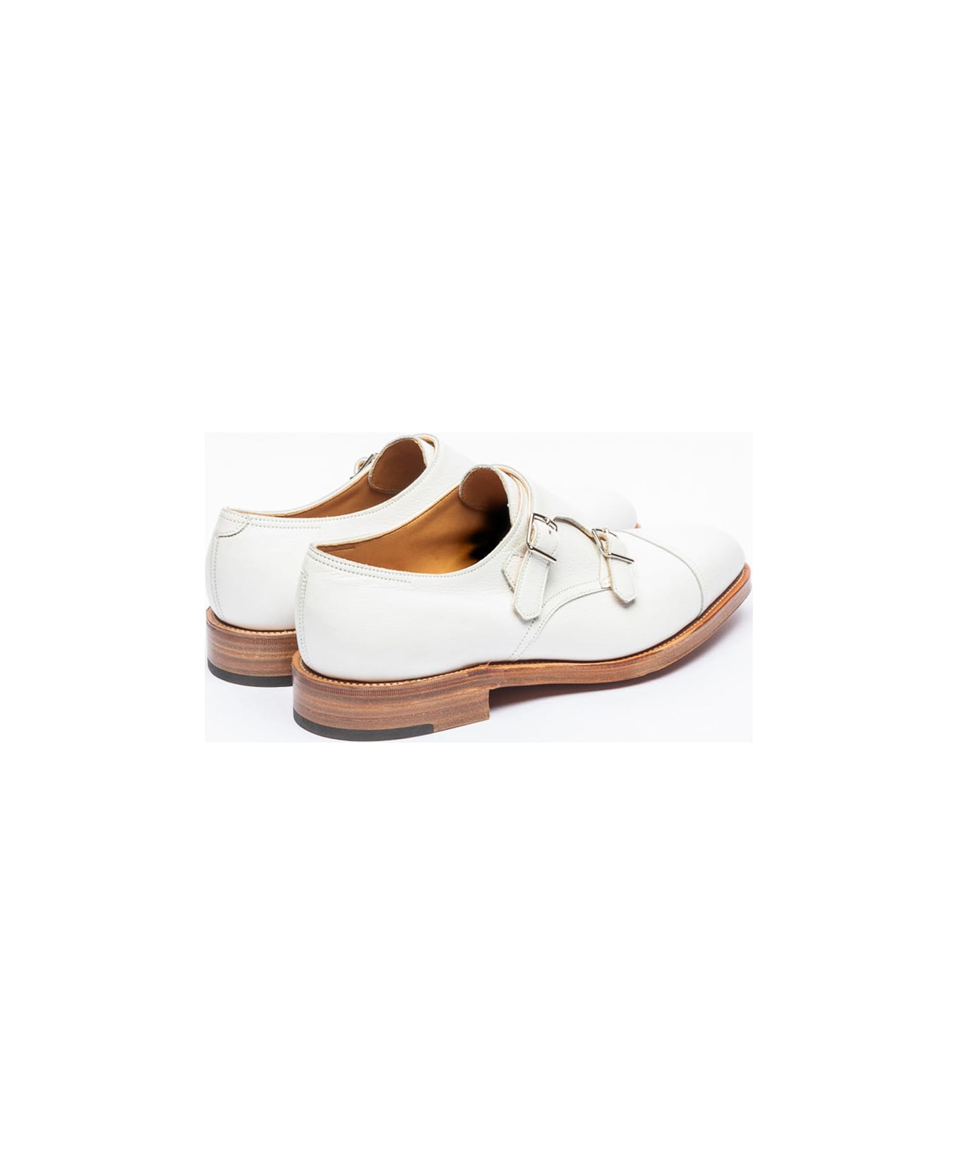 John Lobb William White Buffalo Calf Monk Strap Shoe - Bianco