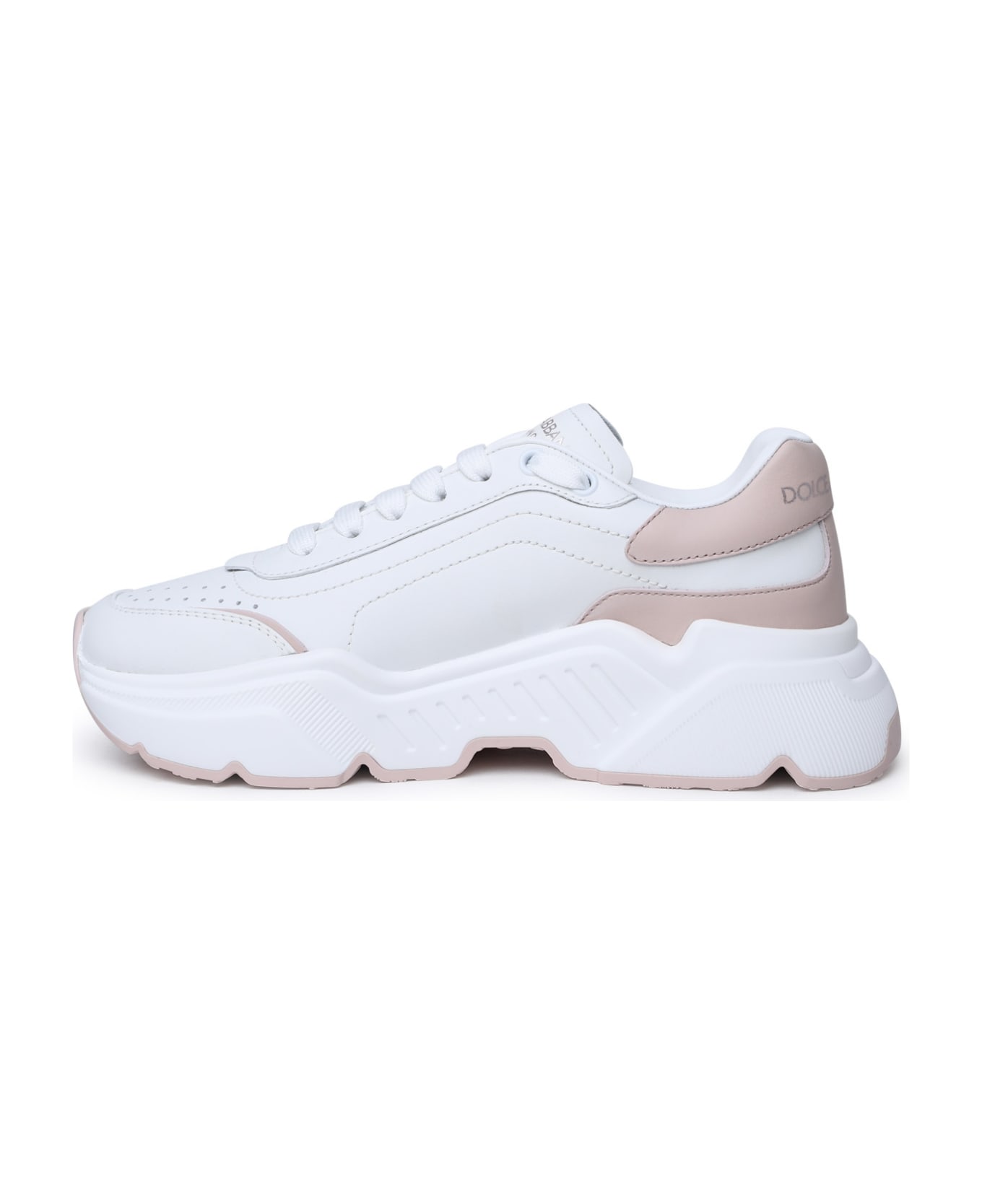 Dolce & Gabbana 'daymaster' White Leather Sneakers - Pink スニーカー