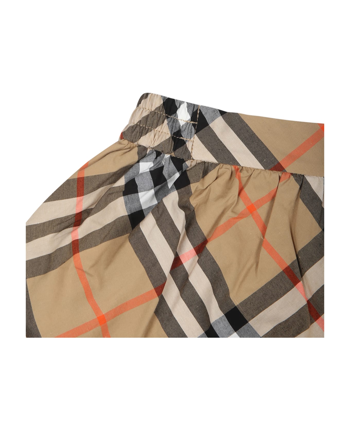 Burberry Beige Skirt For Baby Girl With Vintage Check - Sand