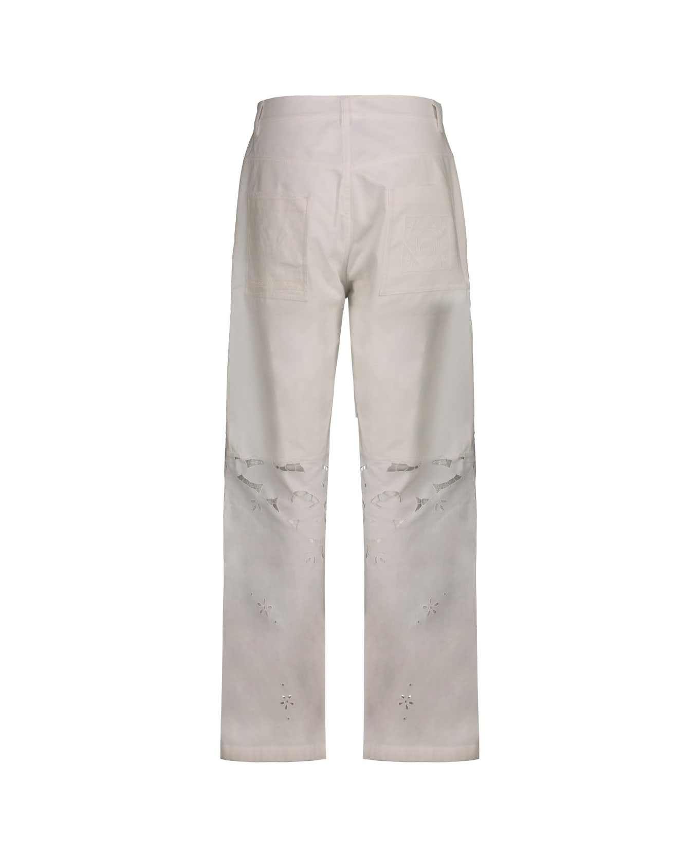 Marine Serre Wide Leg Pant In Regenerated Household Linen - Off White