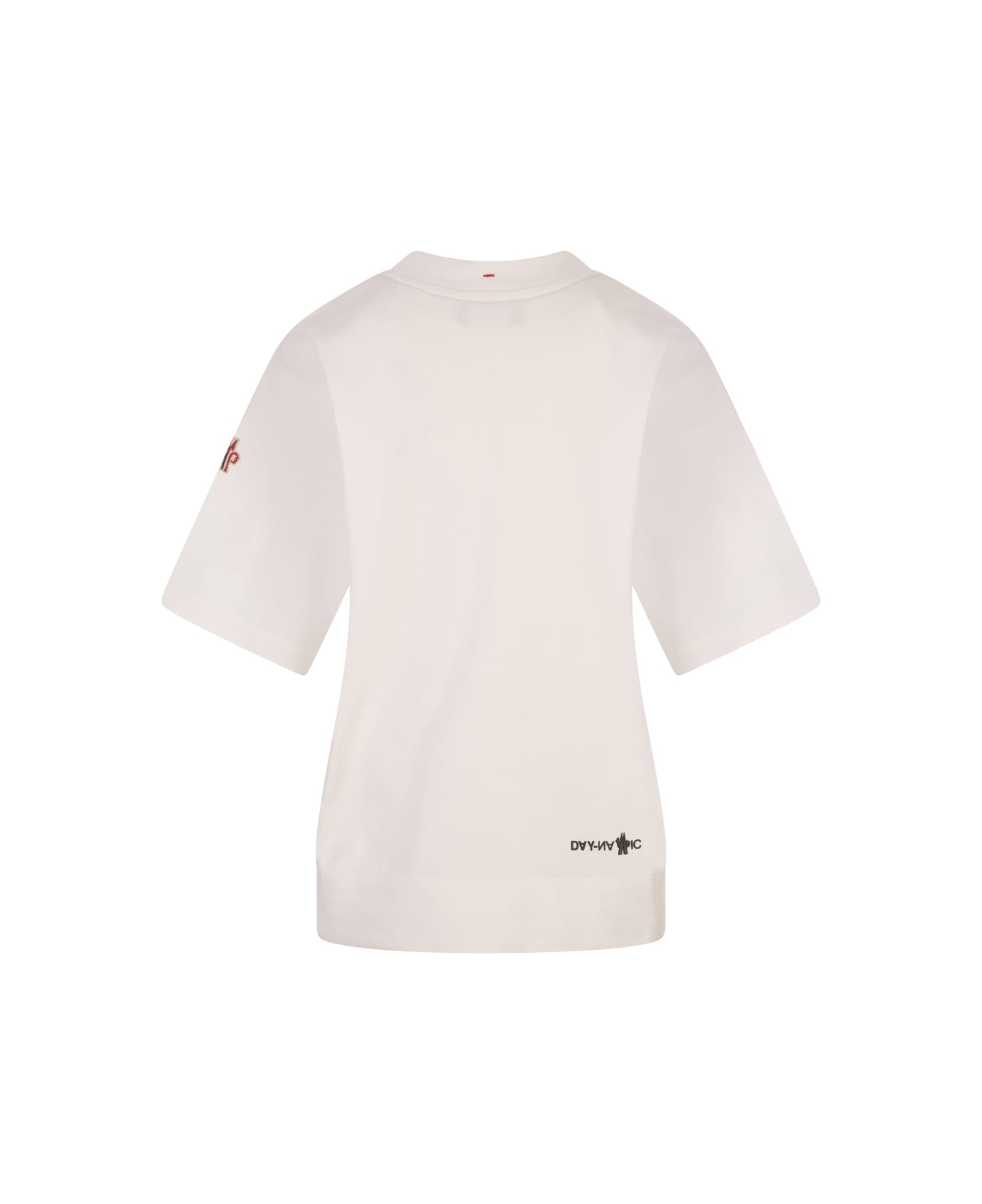 Moncler Grenoble White T-shirt With Contrasting Logo - White