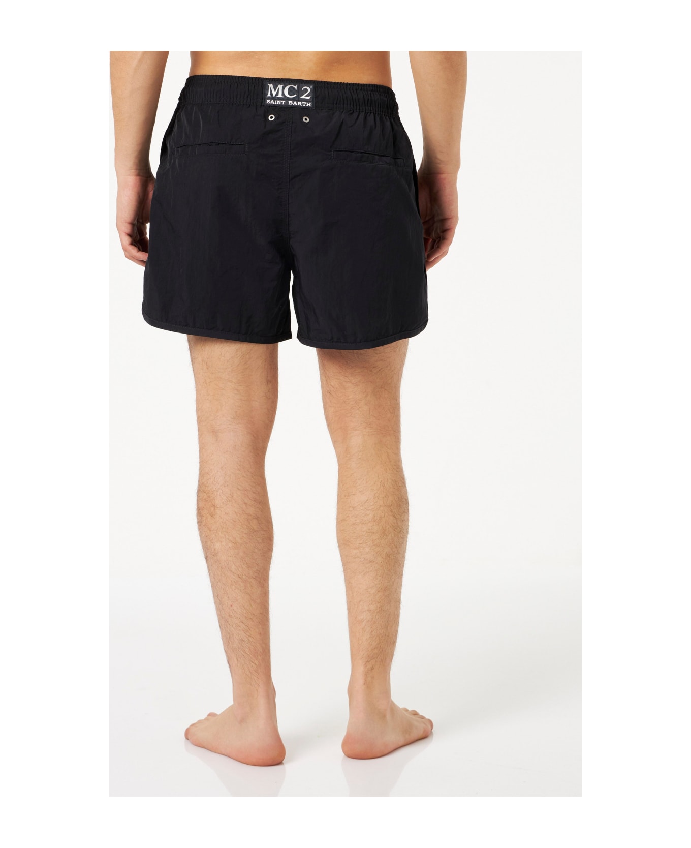 MC2 Saint Barth Man Swimshorts With Side Logo And Contrast - BLACK