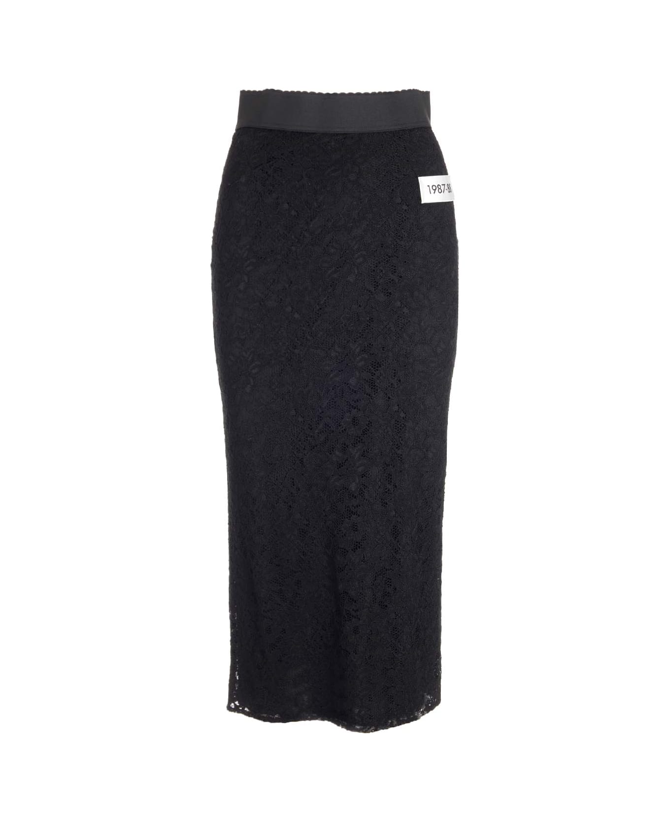Dolce & Gabbana Black Lace Midi Skirt - Black