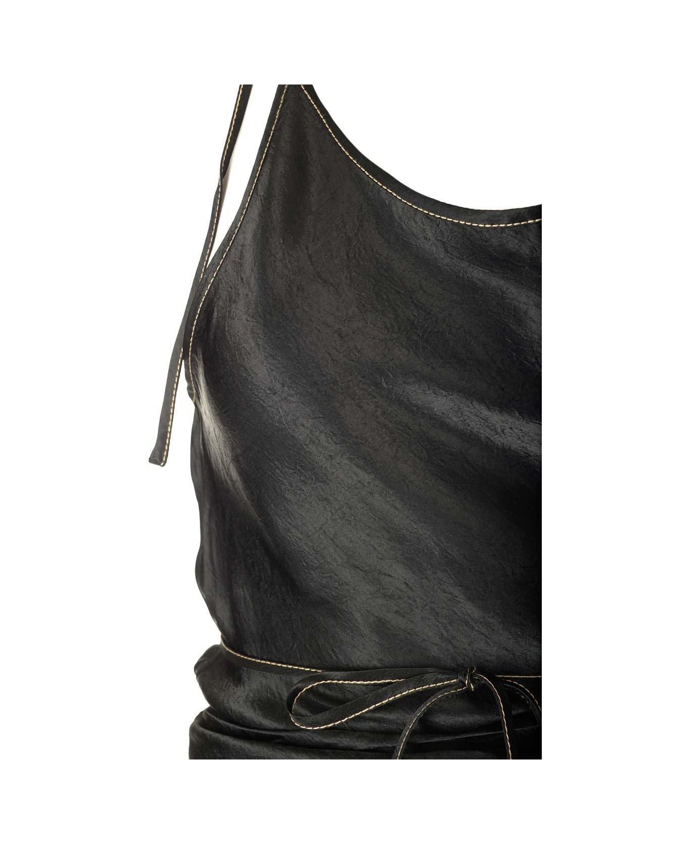 Acne Studios Sleeveless Wrap Detailed Maxi Dress - Black