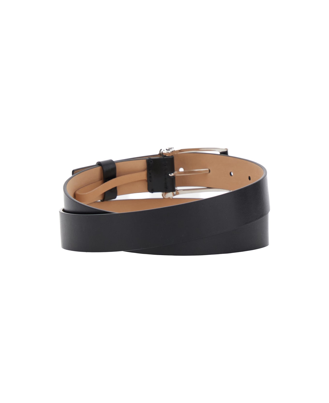 Alexander McQueen 
twin Skull
 Black Belt With Logo Detail On The Buckle In Leather Man - Black