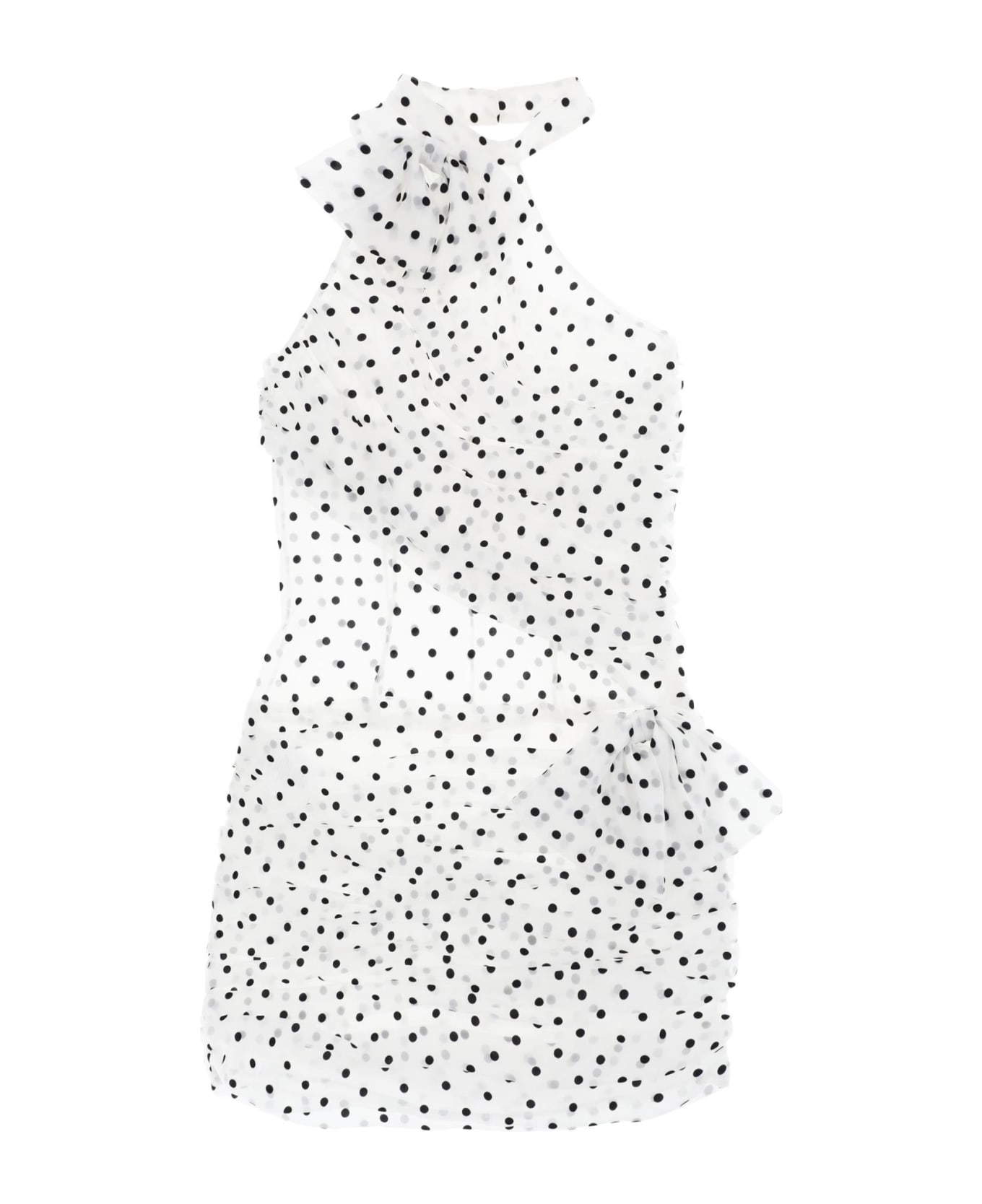 Alessandra Rich One-shoulder Mini Dress In Polka - WHITE BLACK (White)