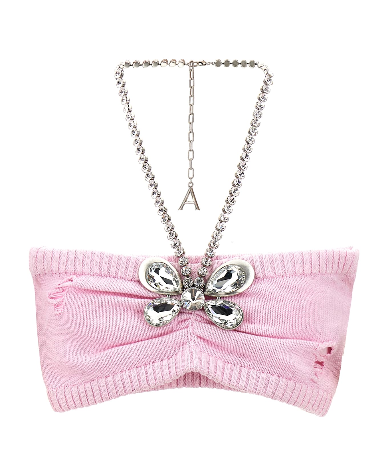 AREA 
crystal Butterfly Knit Bandeau
 Top - Pink