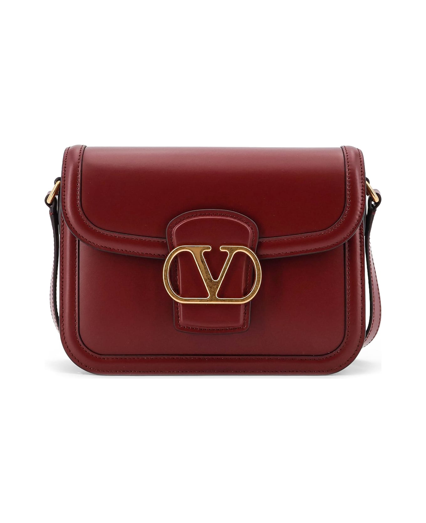 Valentino Garavani 9to5 Leather Shoulder Bag - BRICK RUBY