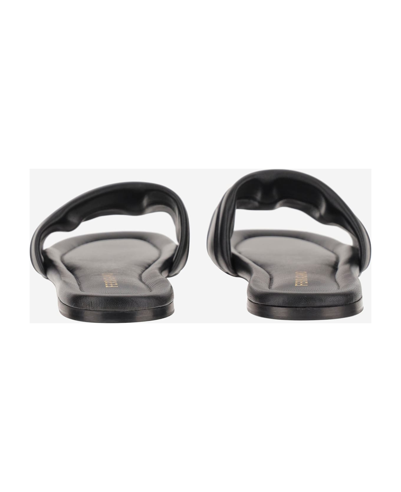 Ferragamo Leather Sandals With Logo - Black