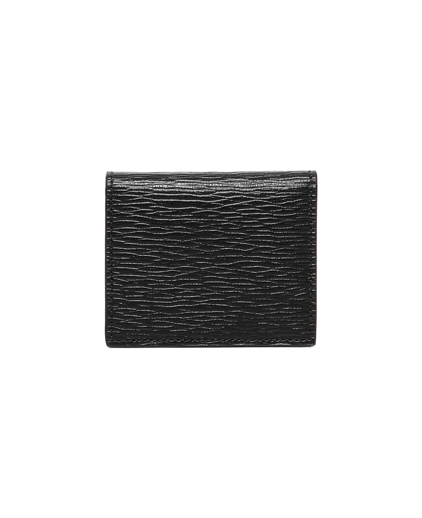 Ferragamo Gancini Wallet In Embossed Leather - Black
