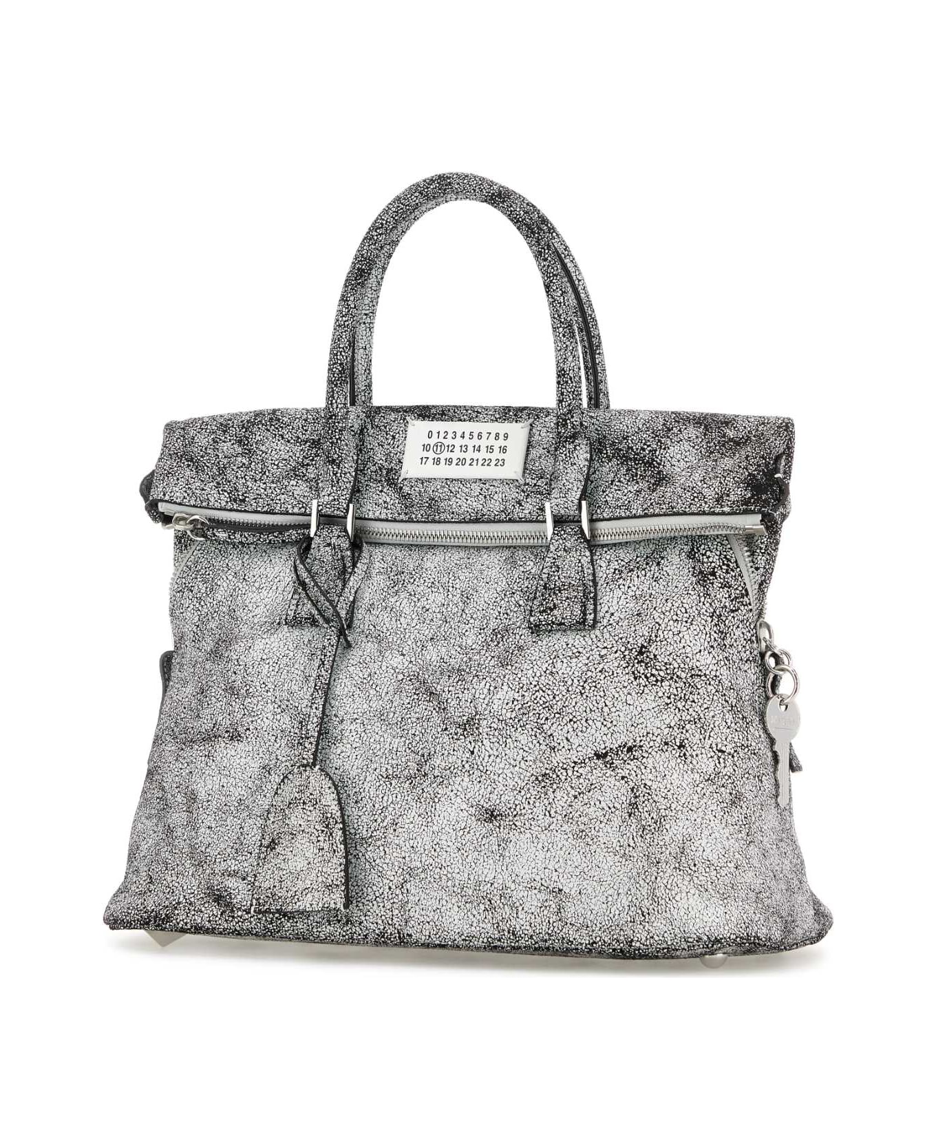 Maison Margiela Two-tone Leather Medium 5ac Loved To Death Handbag - WHITE-BLACK
