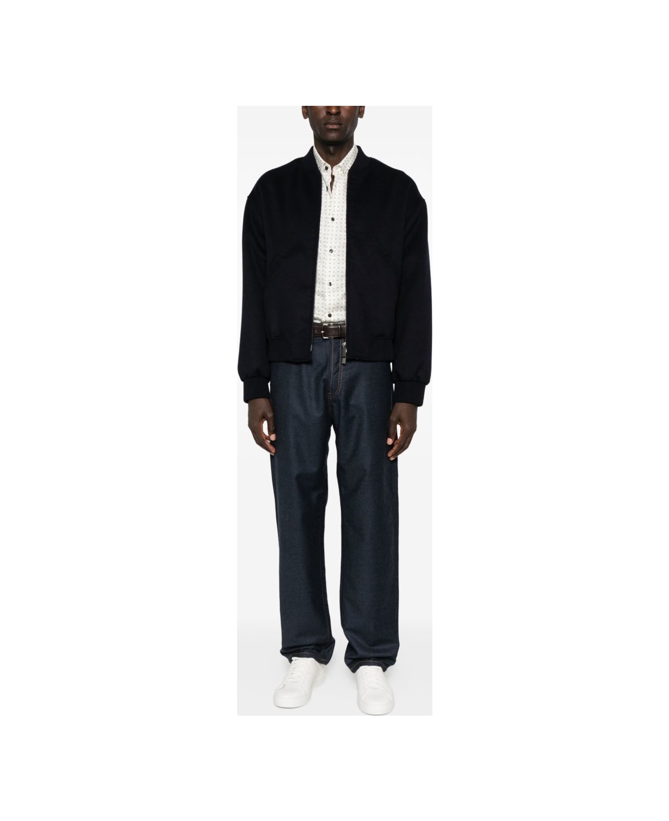 Emporio Armani Zipped Bomber Jacket - Blue