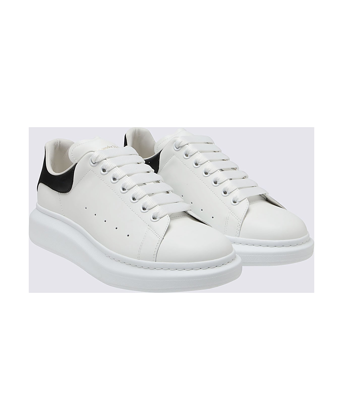 Alexander McQueen White And Dblack Leather Oversize Sneakers - White