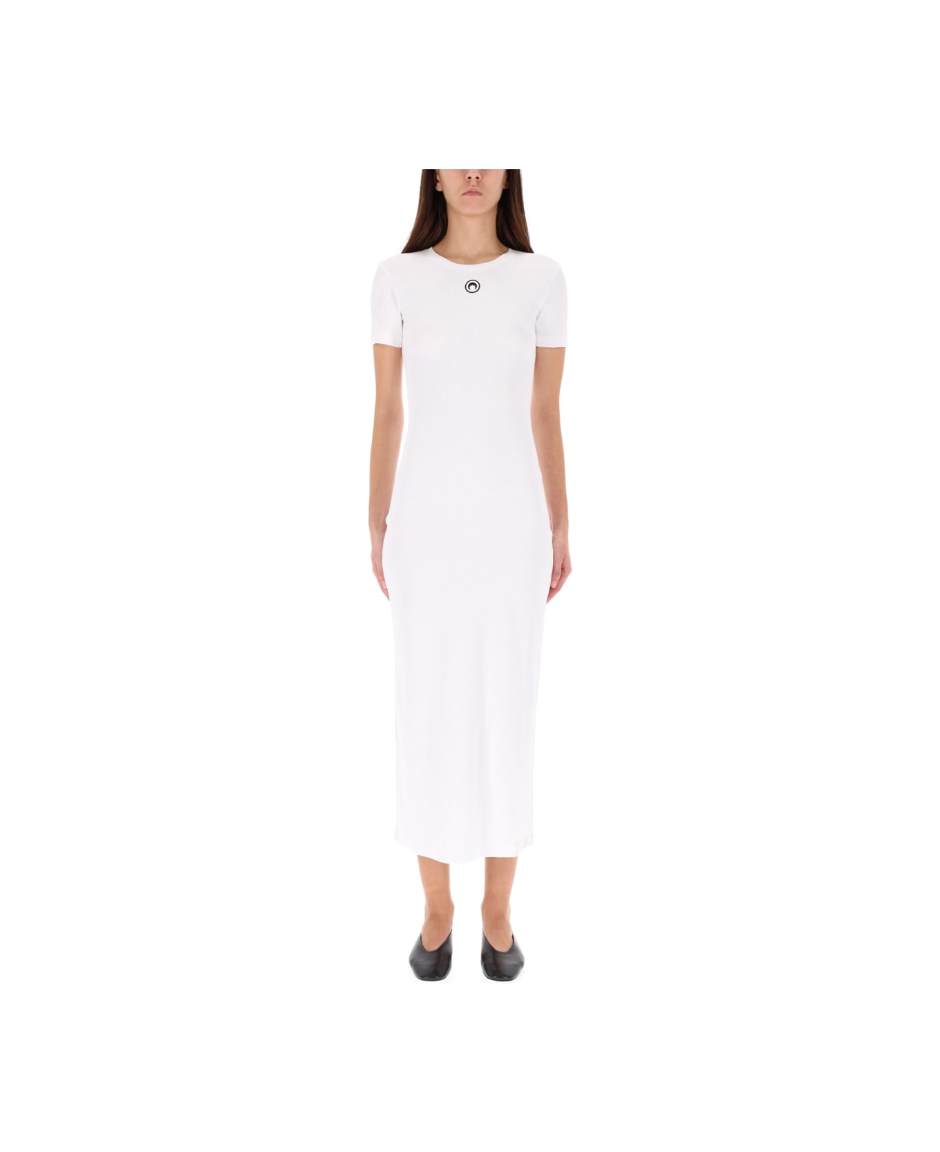 Marine Serre Midi Dress "moon" - WHITE