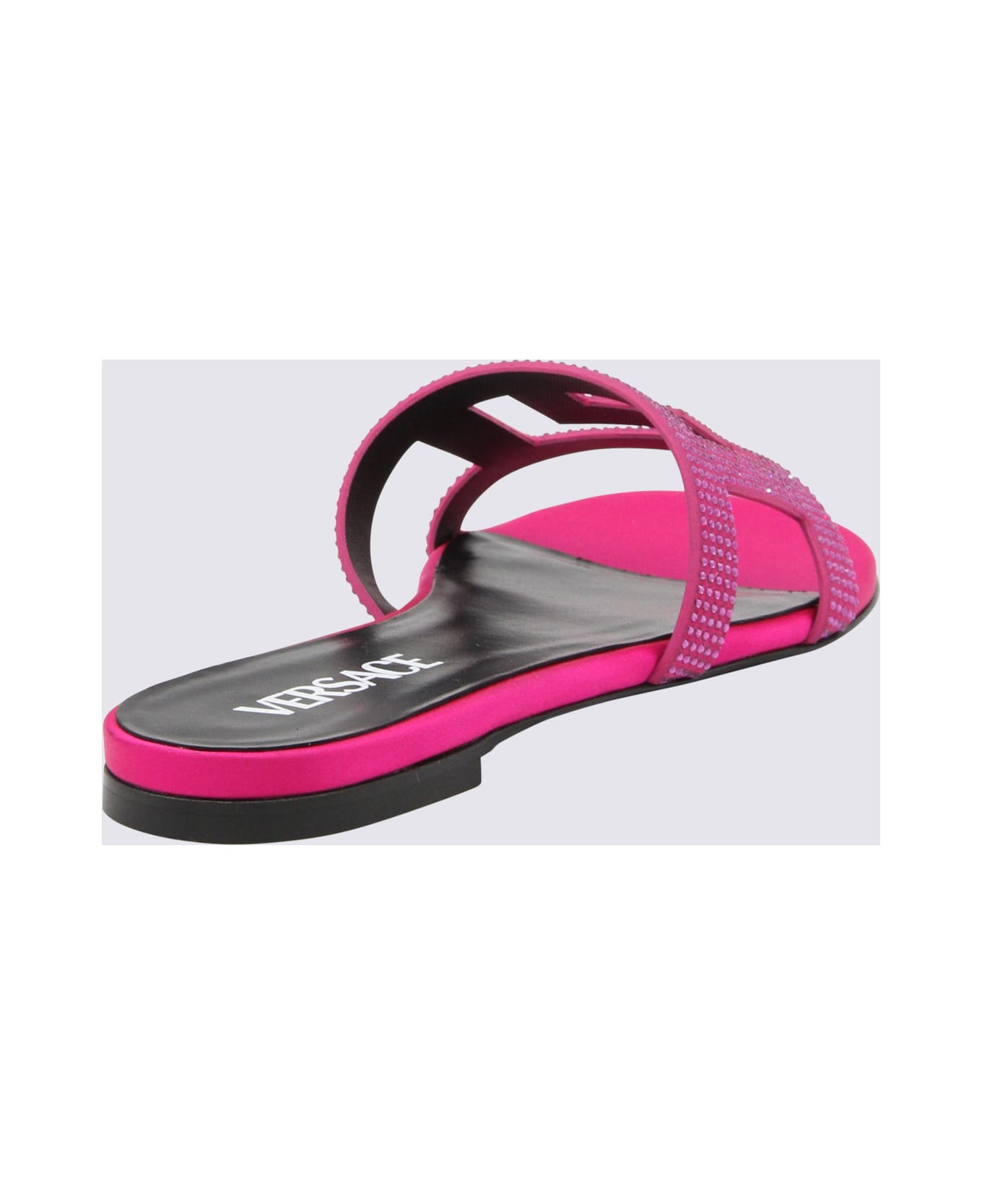 Versace Pink Leather Greca Maze Sandals - GLOSSY PINK-ORO VERSACE