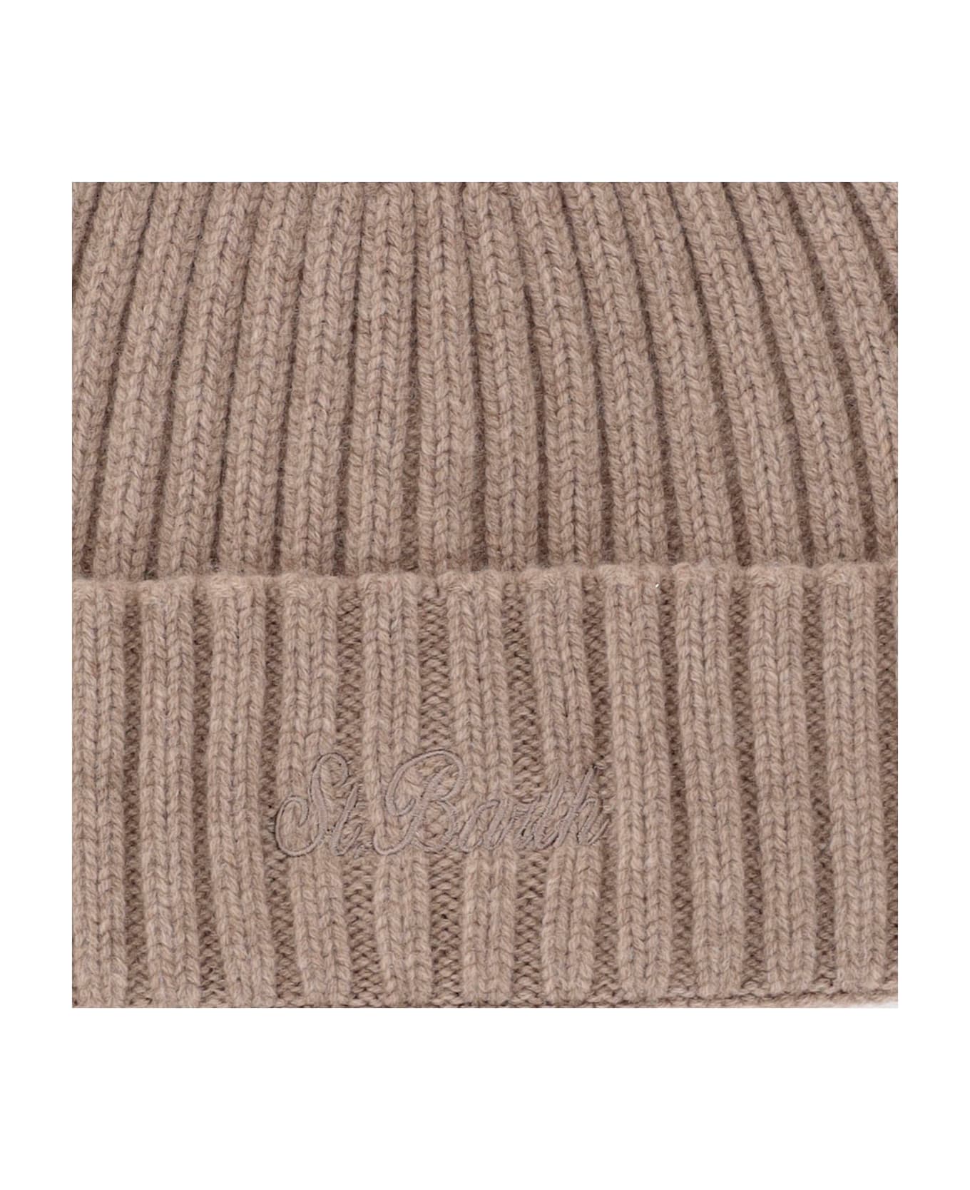 MC2 Saint Barth Wool Beanie With Logo - Beige