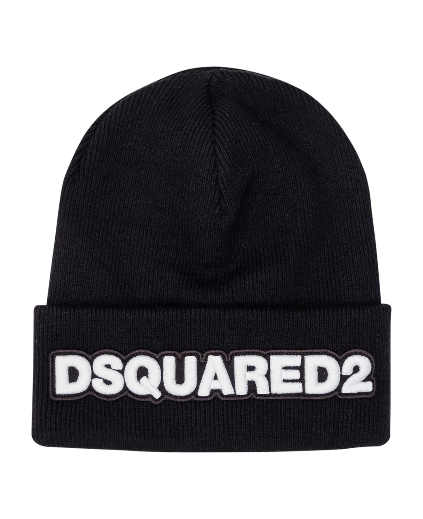 Dsquared2 Beanie With Logo - NERO BIANCO 帽子