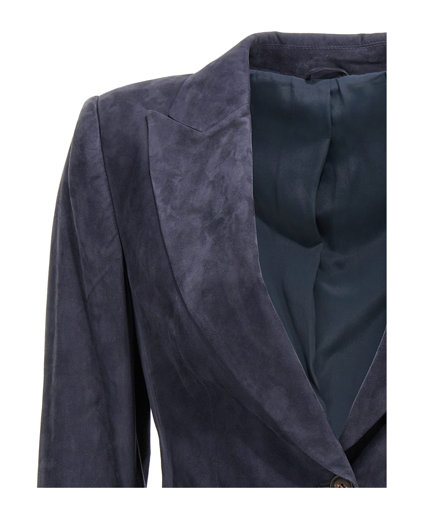 Brunello Cucinelli Suede Single-breasted Blazer - Blue