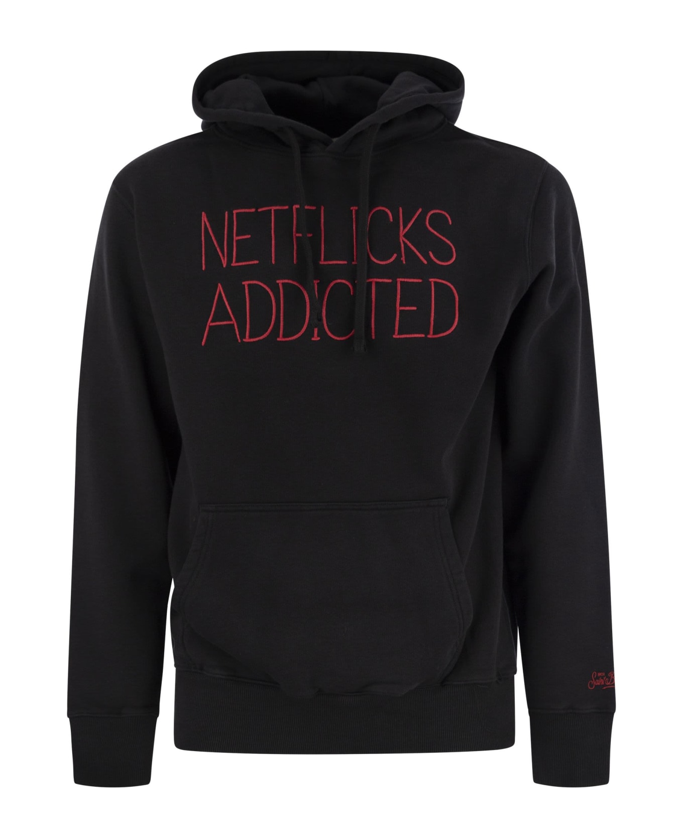 MC2 Saint Barth Hoodie With Embroidered Lettering - Black