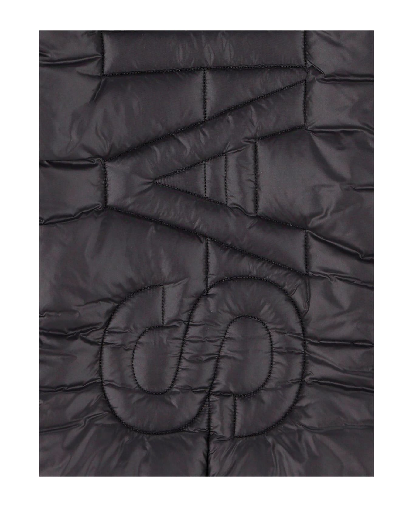 Saint Laurent Logo Patch Quilted Scarf - Black スカーフ＆ストール