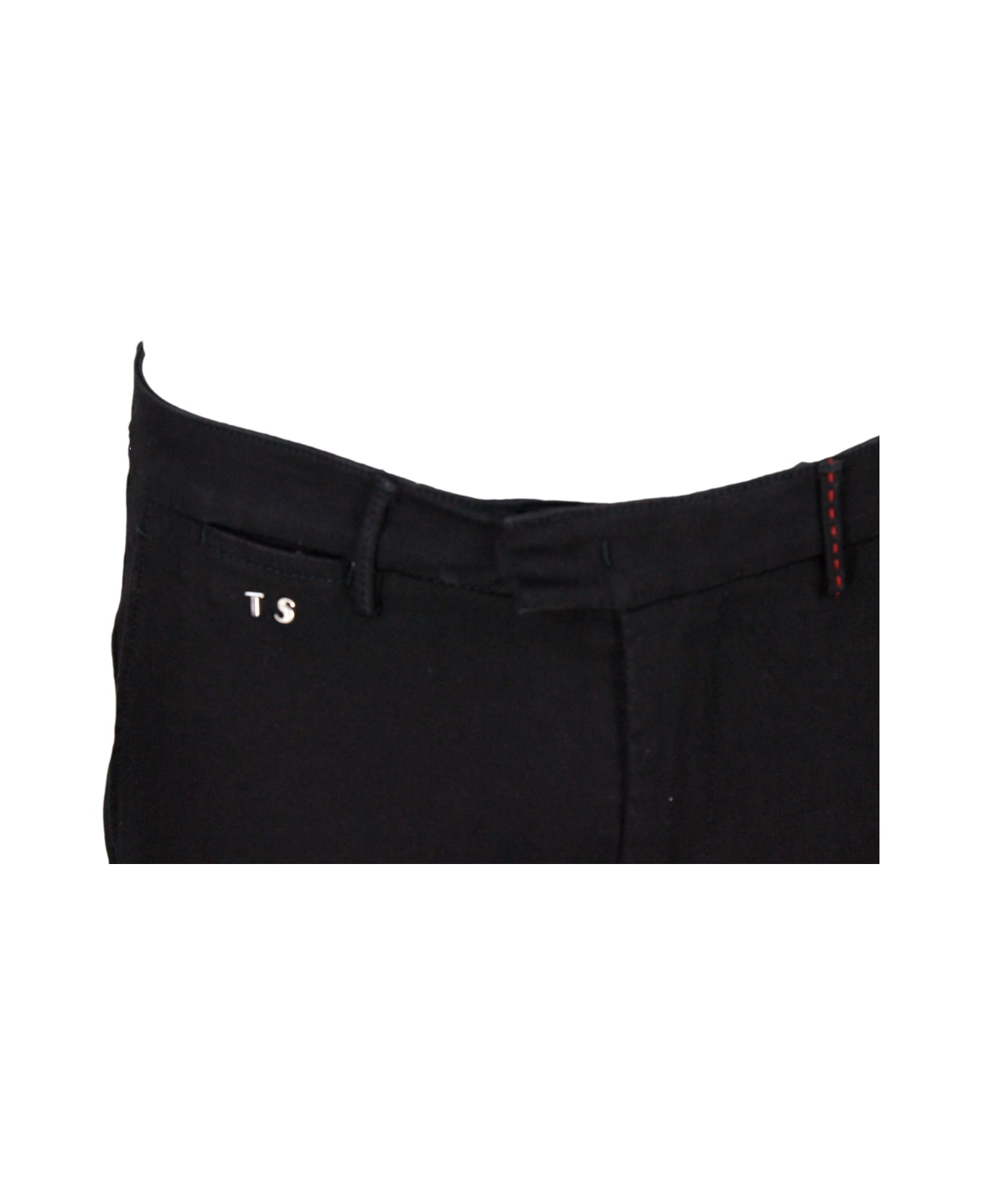 Sartoria Tramarossa Luis Slim Trousers In Super Stretch Cotton Gabardine With America Pockets With Tailored Stitching - Black