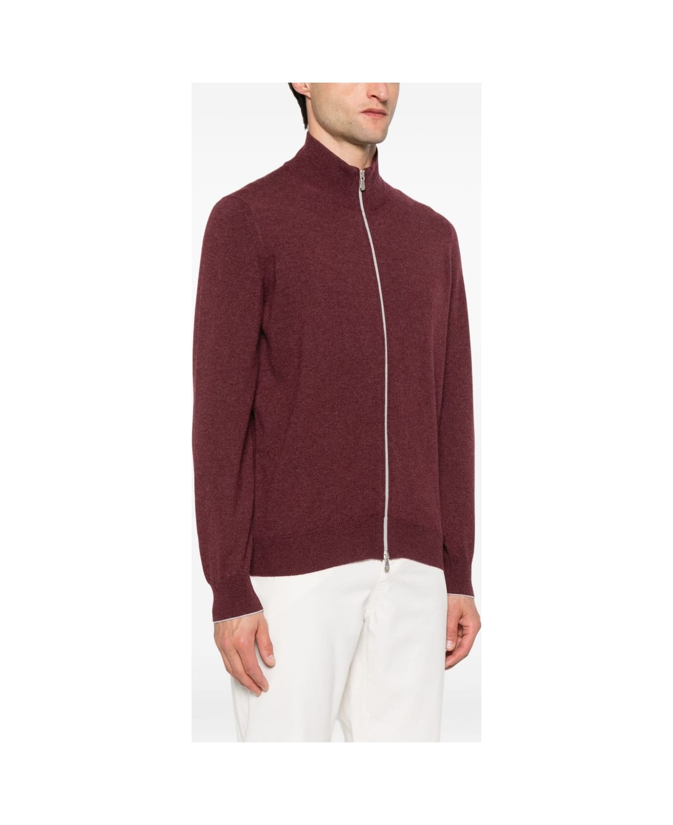 Brunello Cucinelli Cashmere Zipped Cardigan - Red