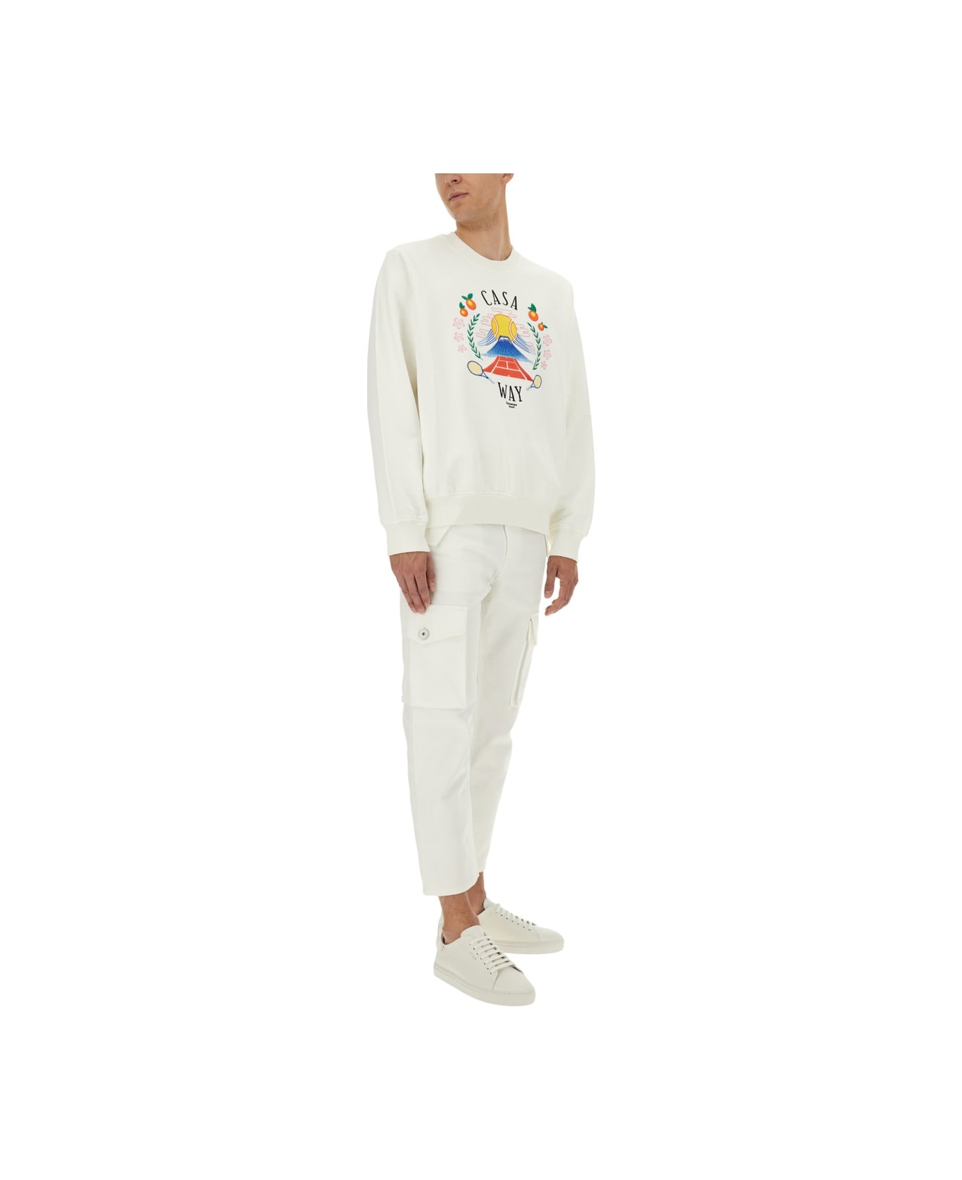 Casablanca Sweatshirt With 
home Way Mountain
 Embroidery - White