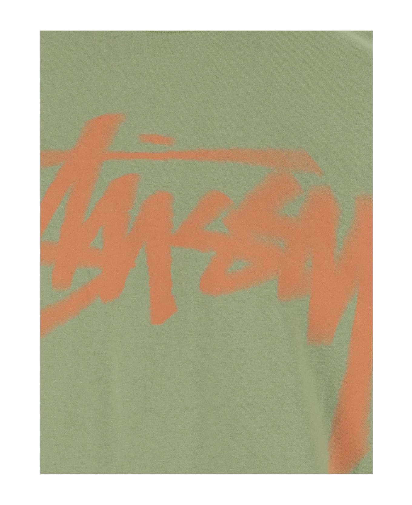 Stussy Cotton T-shirt With Logo - Moss シャツ